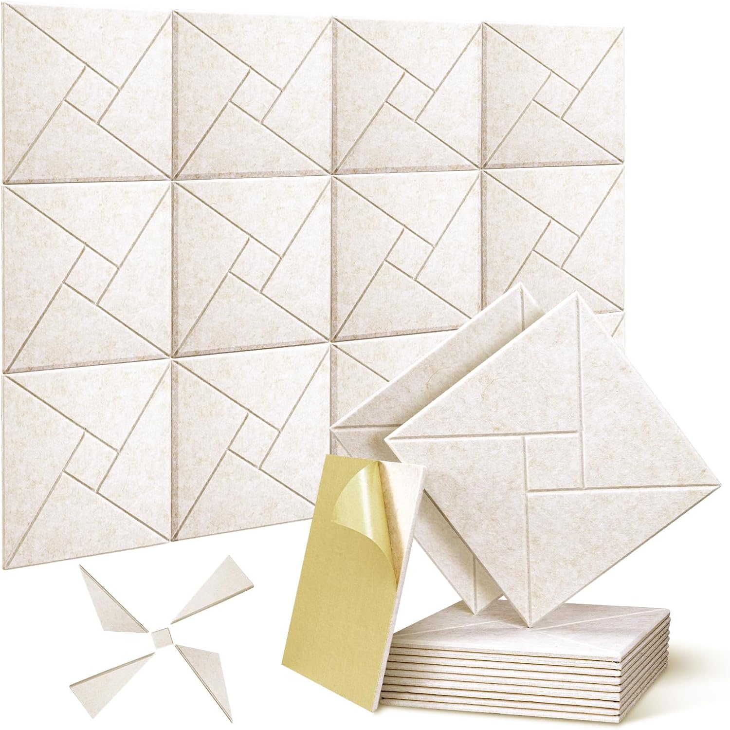 12 Pack Self-adhesive Acoustic Panels, JAMELO 12" X 12" X 0.4" Sound Proof Acous...