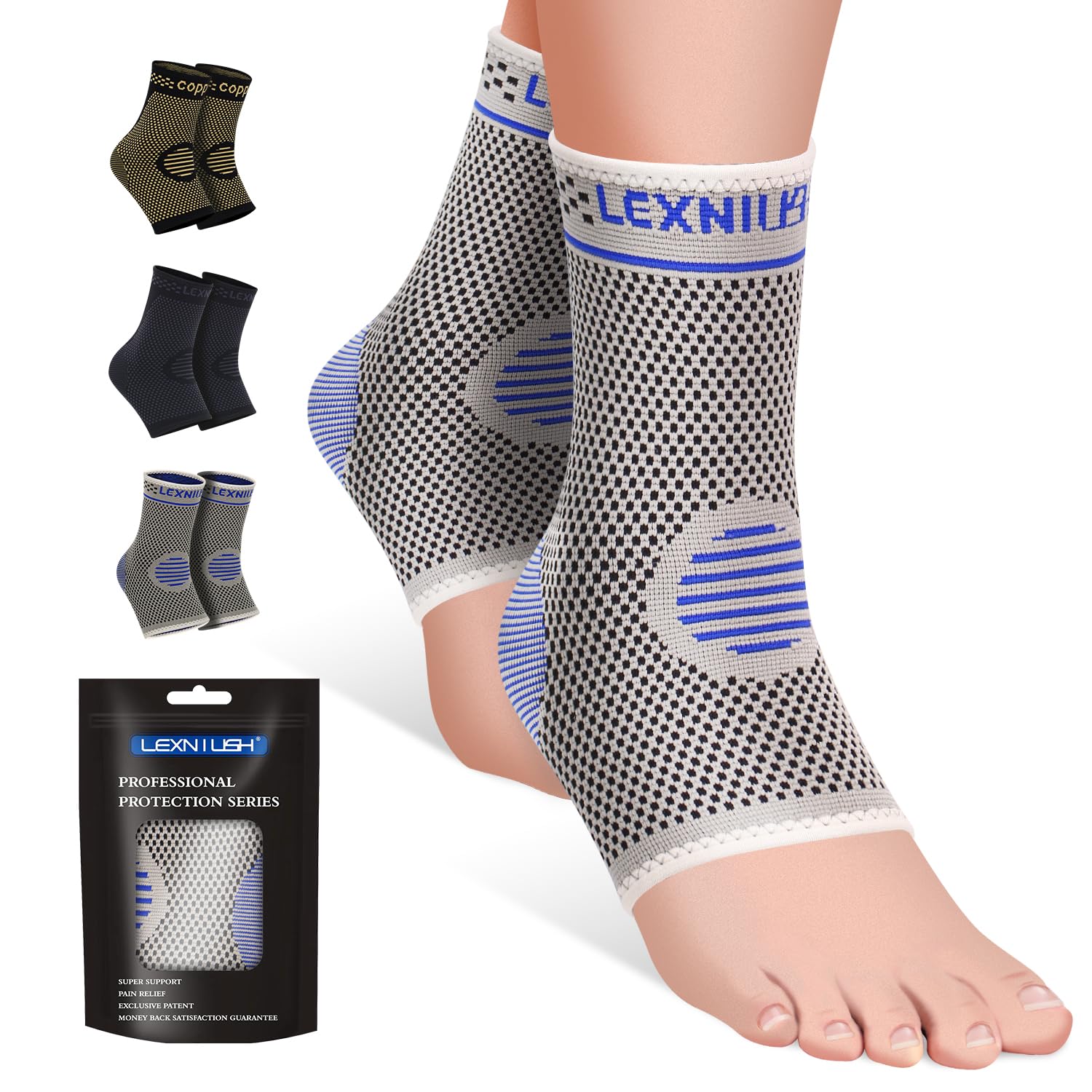 2 Pack Ankle Support for Sprained Ankle, Plantar Fasciitis Relief Achilles Tendo...