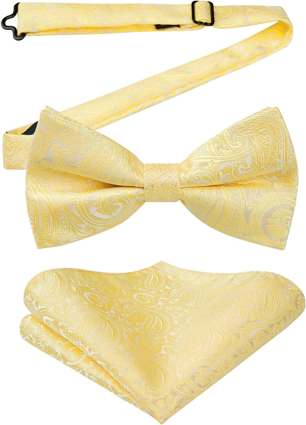 HISDERN Men's Solid Color Pre-tied Bow Tie Adjustable Tuxedo Two Layer Bow Tie a...