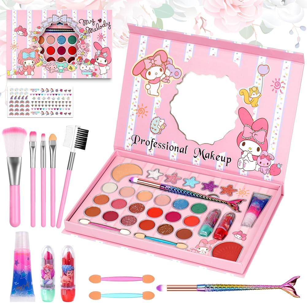 Aomig Kids Makeup Sets for Girls, 37 Pcs Washable Children's Make Up Kit with 8...