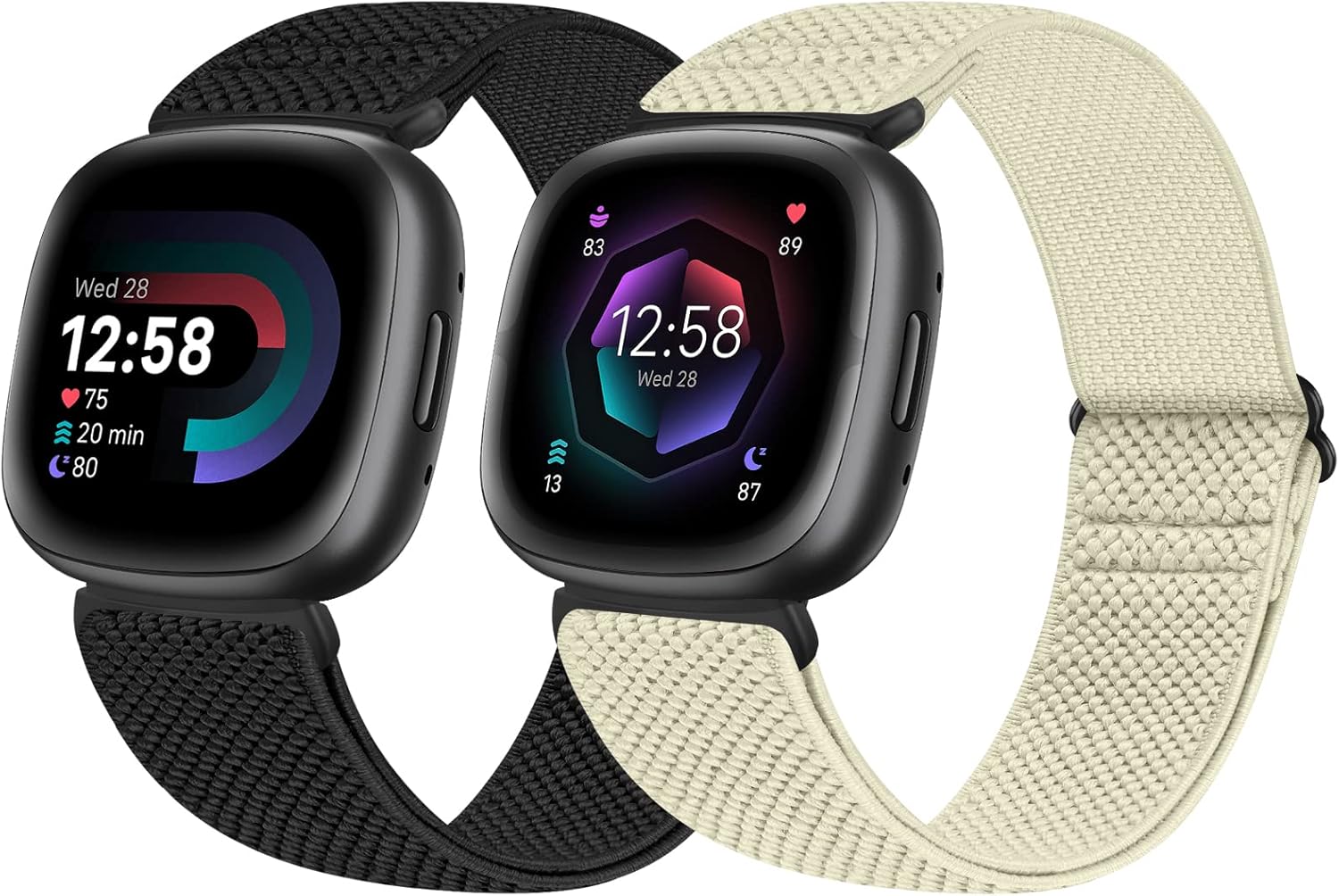 enkic 2 Pack Elastic Watch Strap Compatible with Fitbit Versa 4/Fitbit Versa 3 S...
