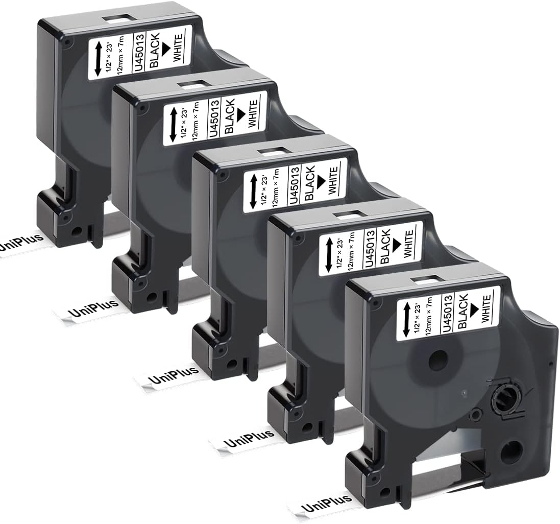 UniPlus 5X Compatible D1 12mm Label Tape Replacement for D1 45013 S0720530 Label...