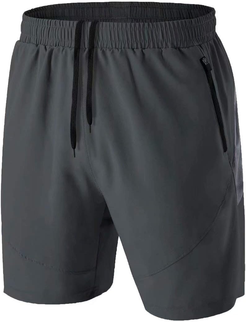 HMIYA Men's Sport Shorts Quick Dry Running Gym Casual Short Lightweight with Zip...