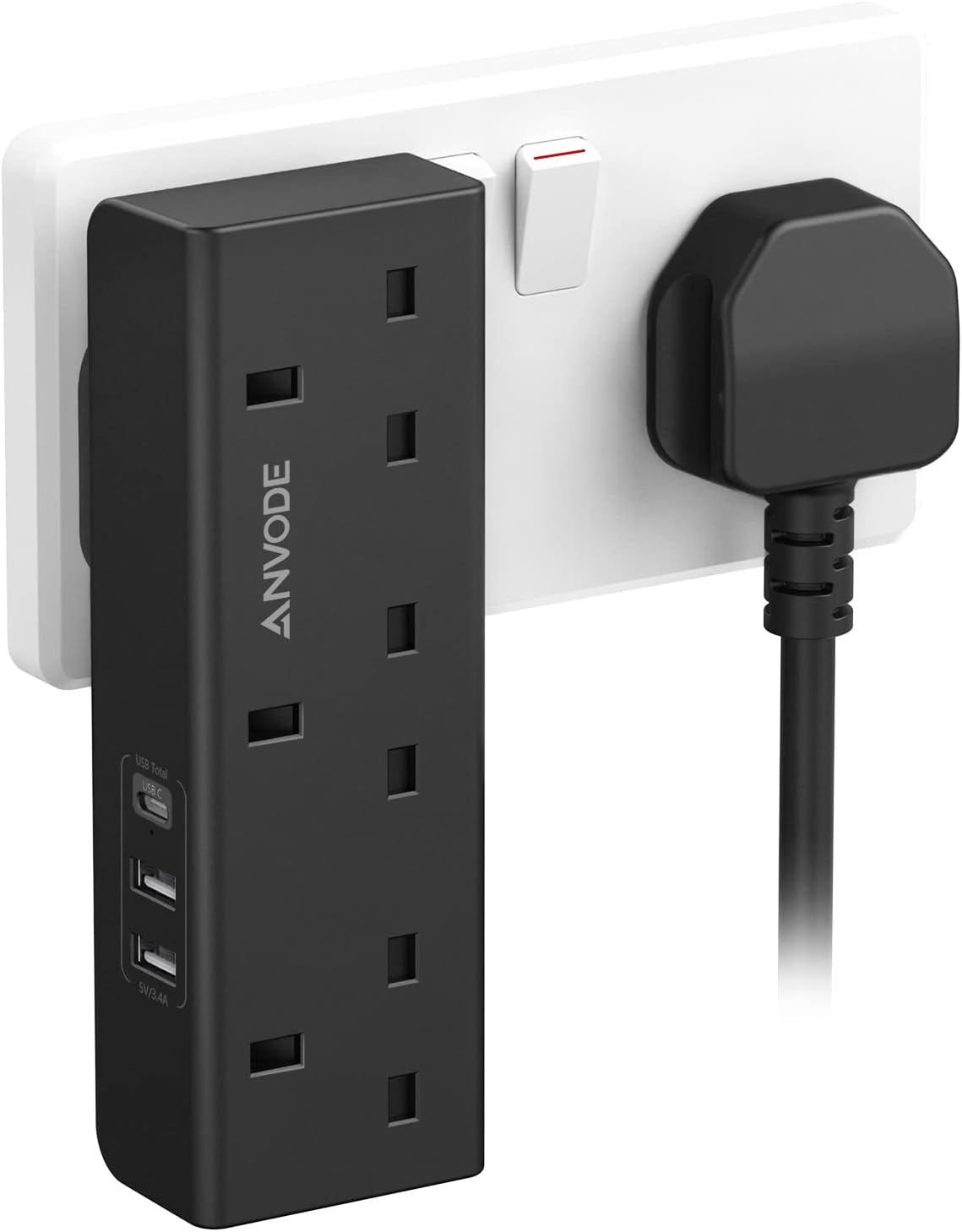 ANVODE Multi Plug Adapter, Innovative 3 Way Plug Adapter with USB, Special Multi...