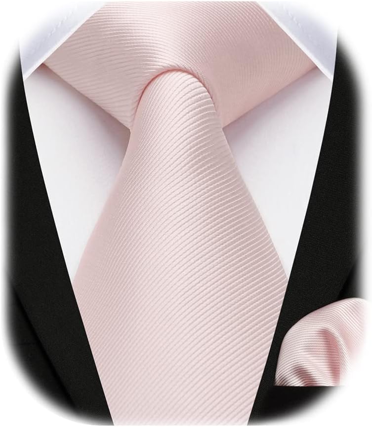 Enlision Men's 3.3" Solid Color Tie and Pocket Squ...