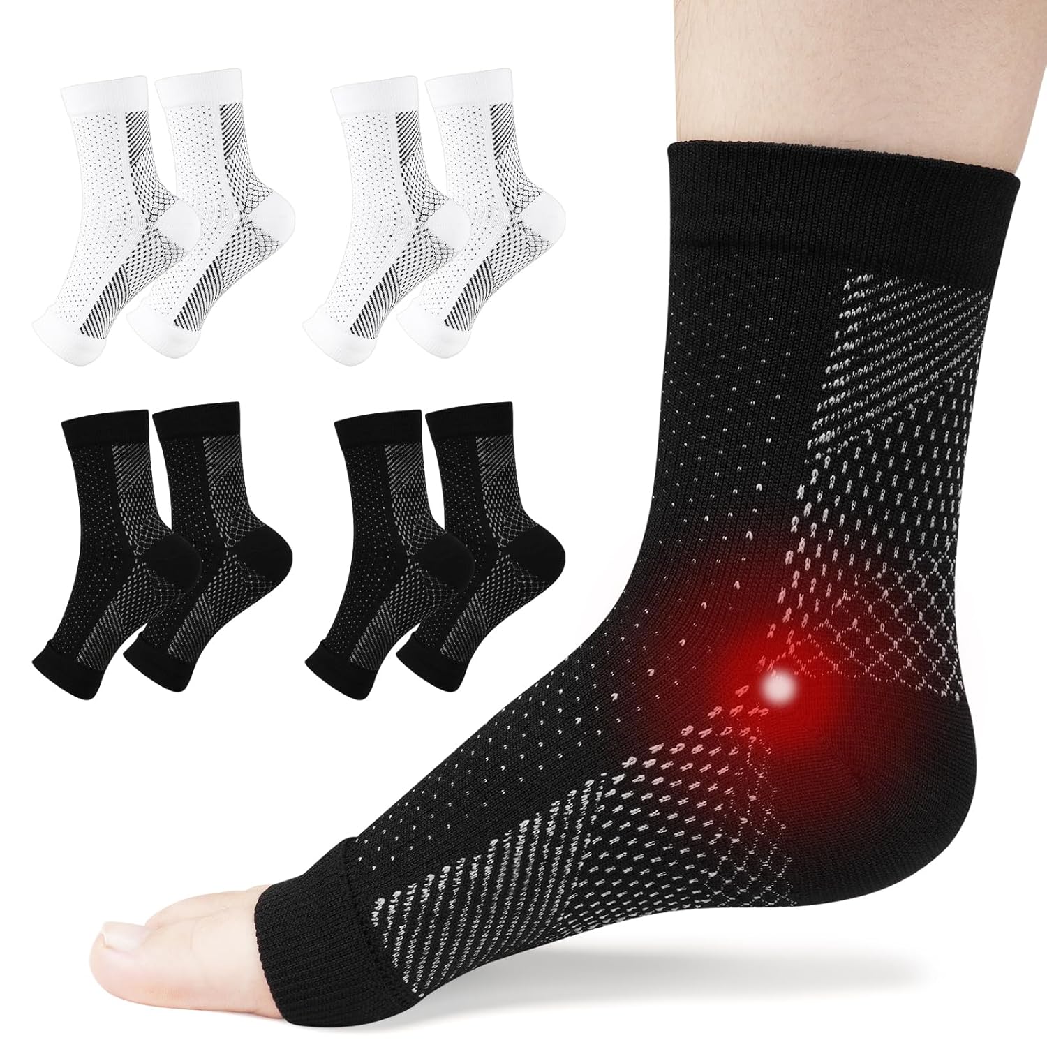 ACWOO Plantar Fasciitis Socks, 4 Pairs Neuropathy Socks Ankle Compression Socks...