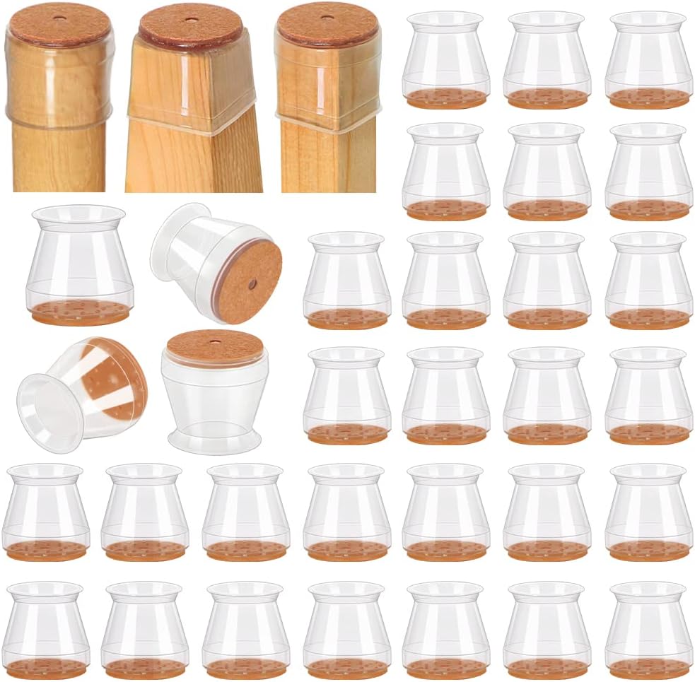 32 Pcs Chair Leg Floor Protectors for Hardwood Floors Silicone Covers to Protect...