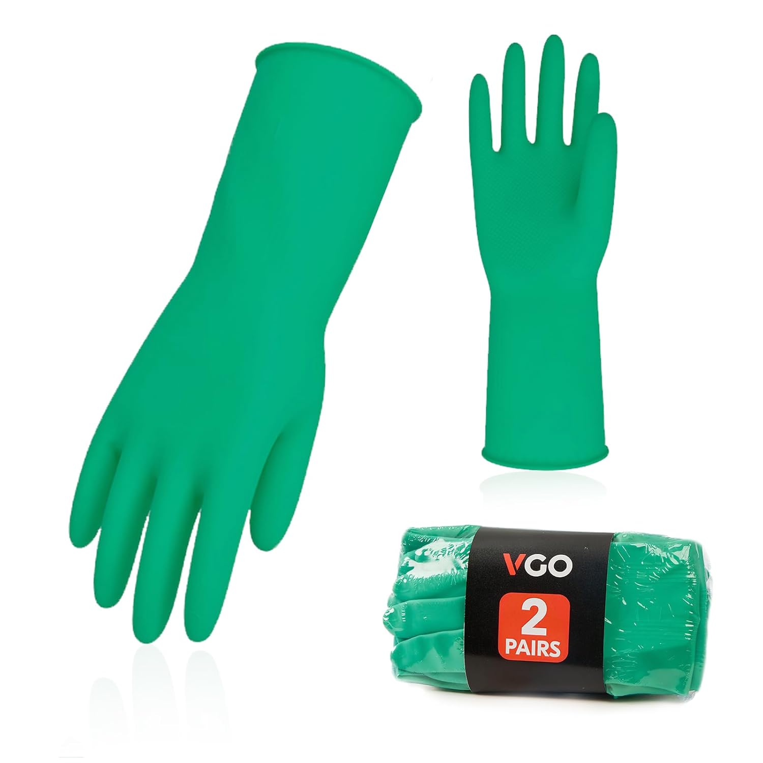 Vgo... 2Pairs Reusable Household Cleaning Gloves,Rubber Dishwashing gloves,Extra...