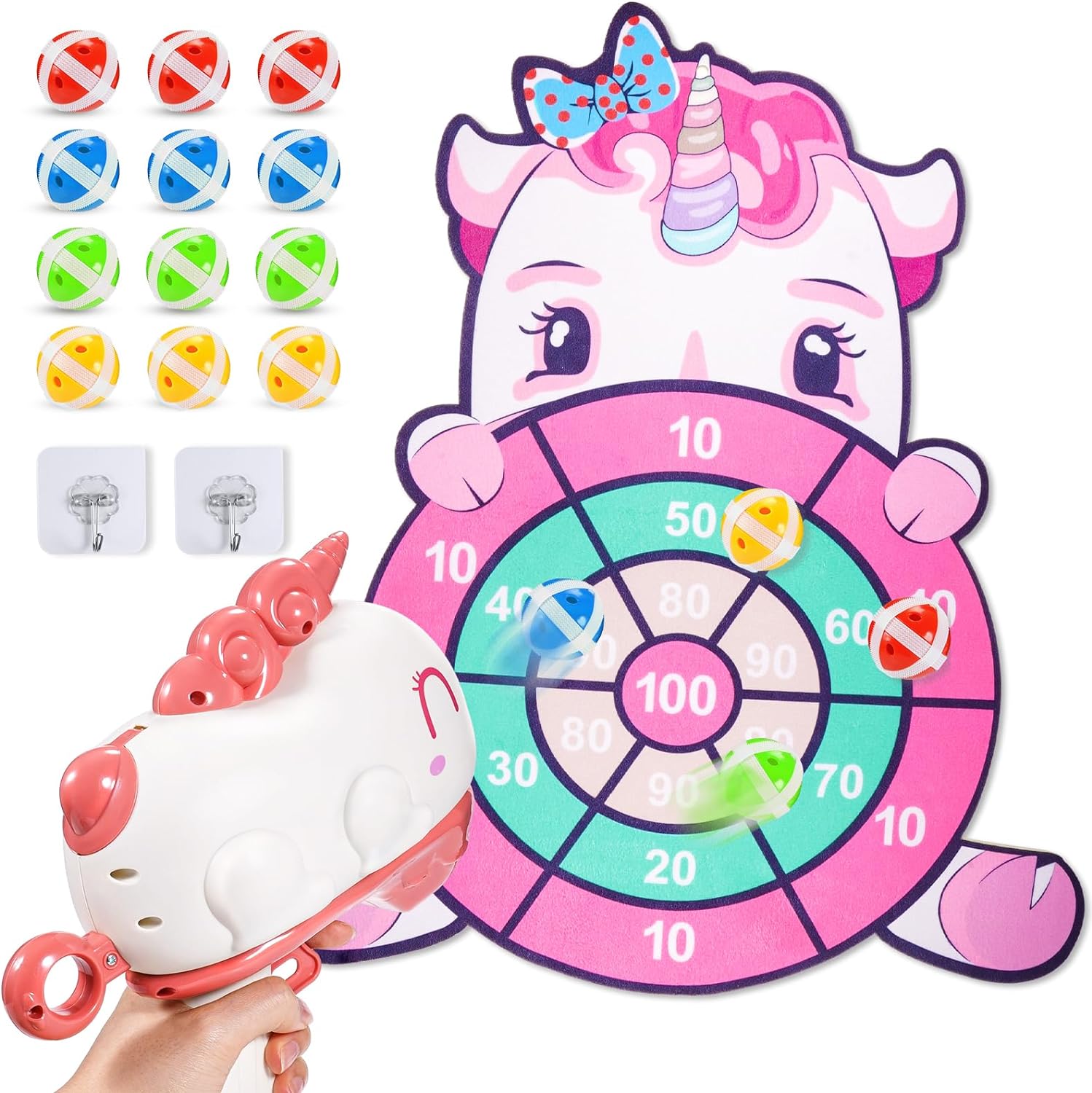 HappyKidsClub Garden Shooting Games for Kids, 2 in 1 Kids Dart Board Set, Outdoo...