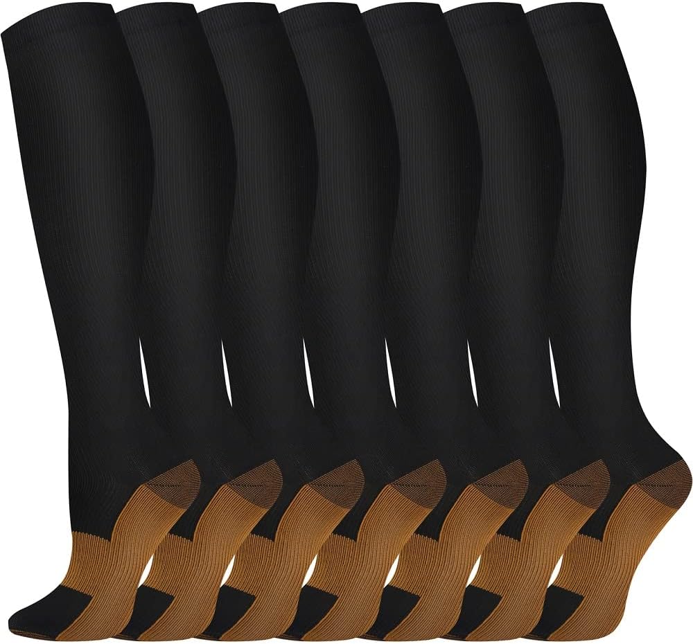 Pnosnesy Compression Socks, (2/7 Pairs) for Men & Women 15-20 mmHg is Best for A...