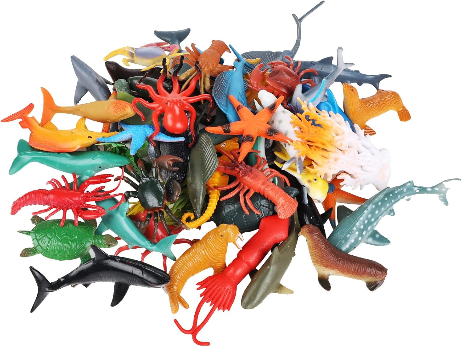 Nabance Sea Animals Figures Toys, 52PCS Plastic Sea Creatures Toys for Bath, Min...
