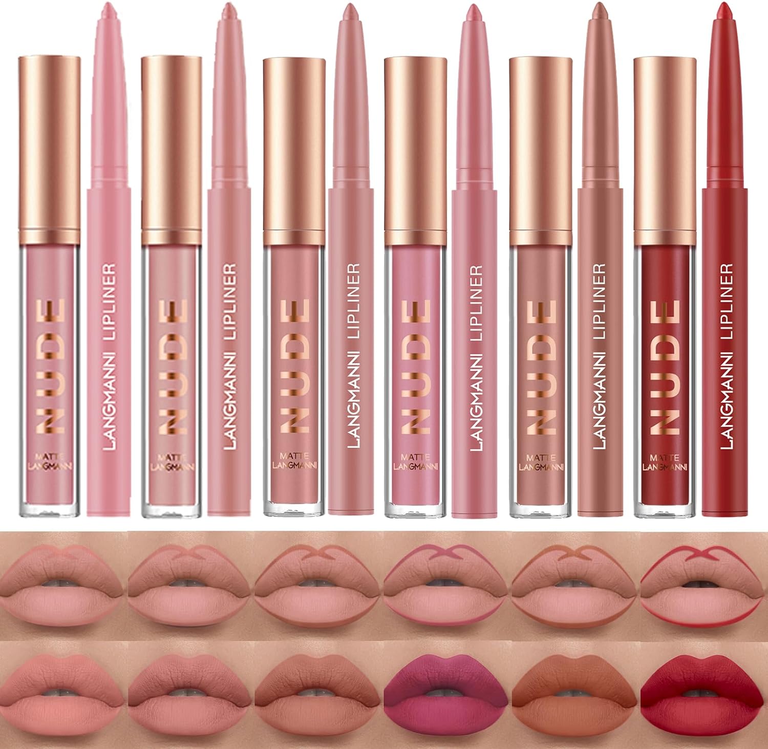 6 Matte Lipstick with 6 Lipliners Durable Lip Gloss Long-Lasting,Waterproof High...