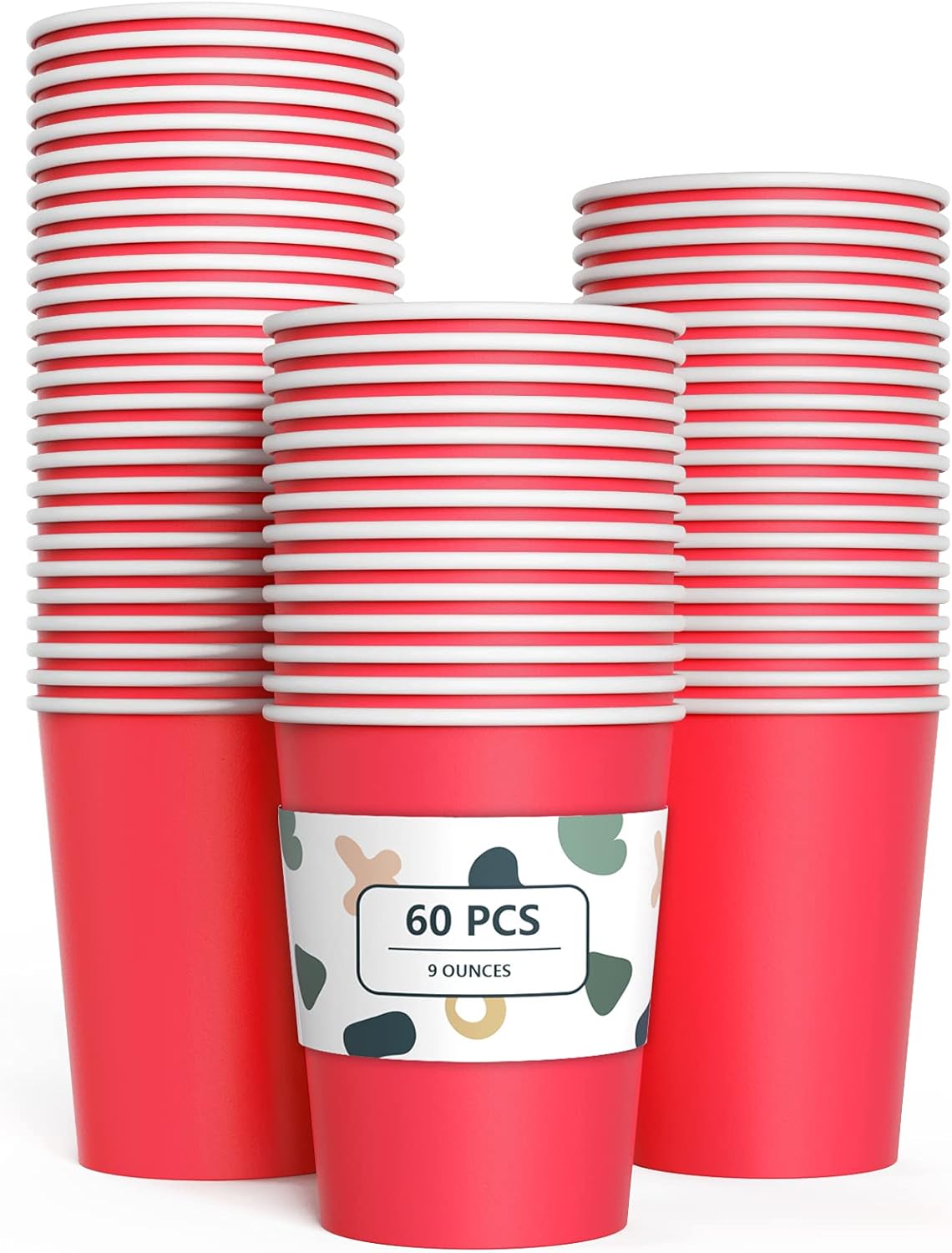 YANGTE 60 Pieces Red Paper Cups Disposable Party Cups Biodegradable and Composta...