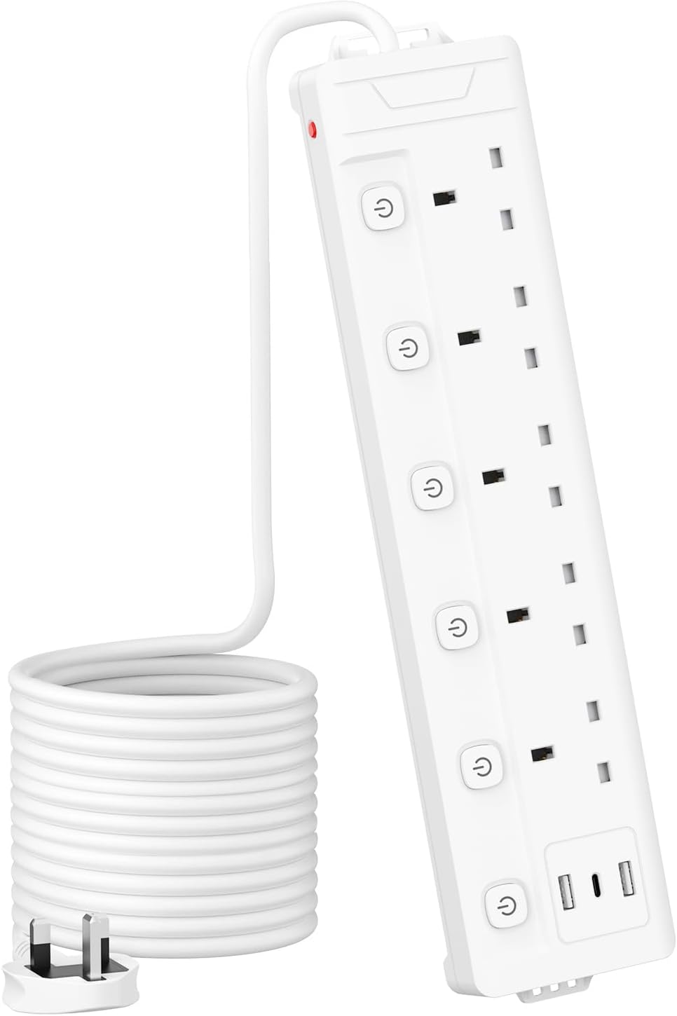 5M 5 Gang Extension Lead with 3 USB Slots (2 USB-A,1 USB-C) Multi Plug, Mscien E...