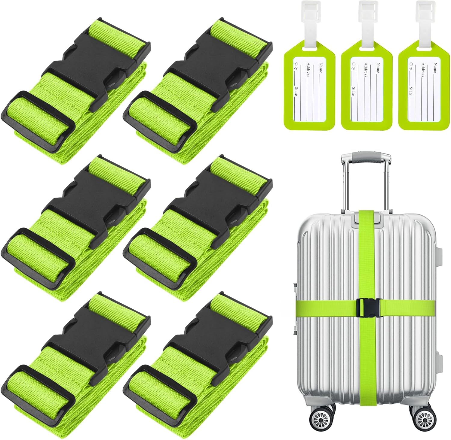 Flintronic 6 Pcs Luggage Straps, Special Travel Belt with Adjustable Packing Bel...