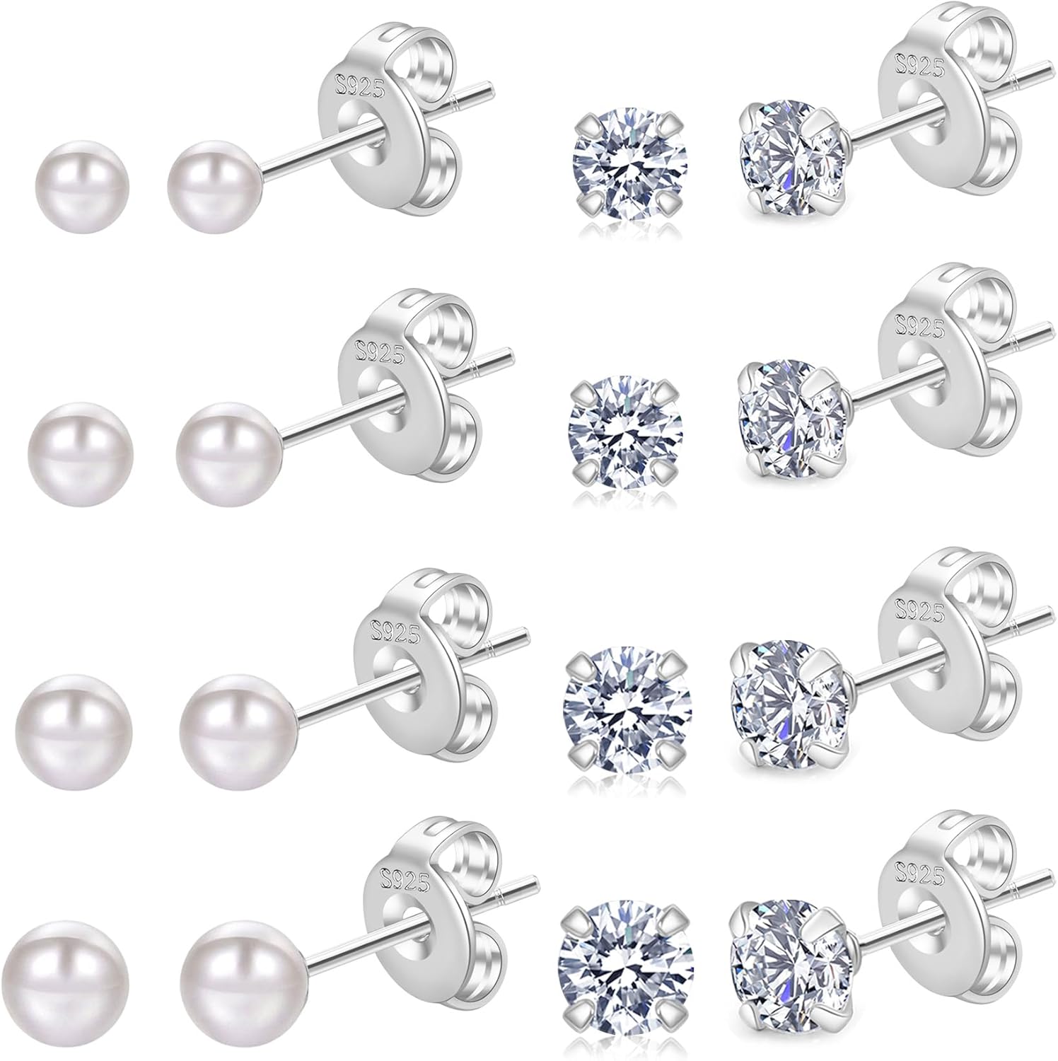 RANKEEF Sterling Silver Stud Earrings for Women Girls Hypoallergenic Sleeper S92...