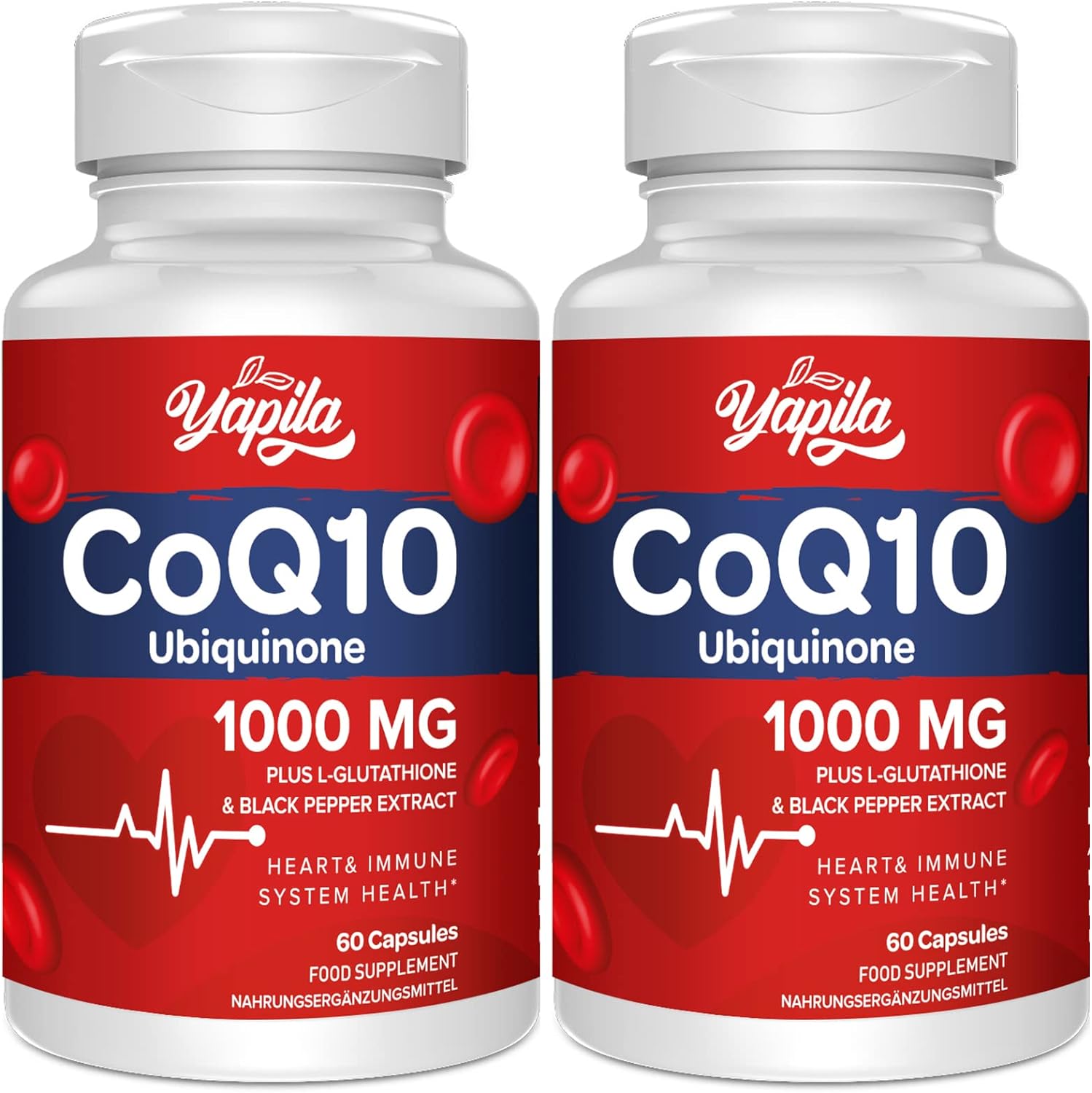CoQ10 with L-Glutathione 1000mg Capsules - 100% Fermented Coq10 Supplement (2 Pa...