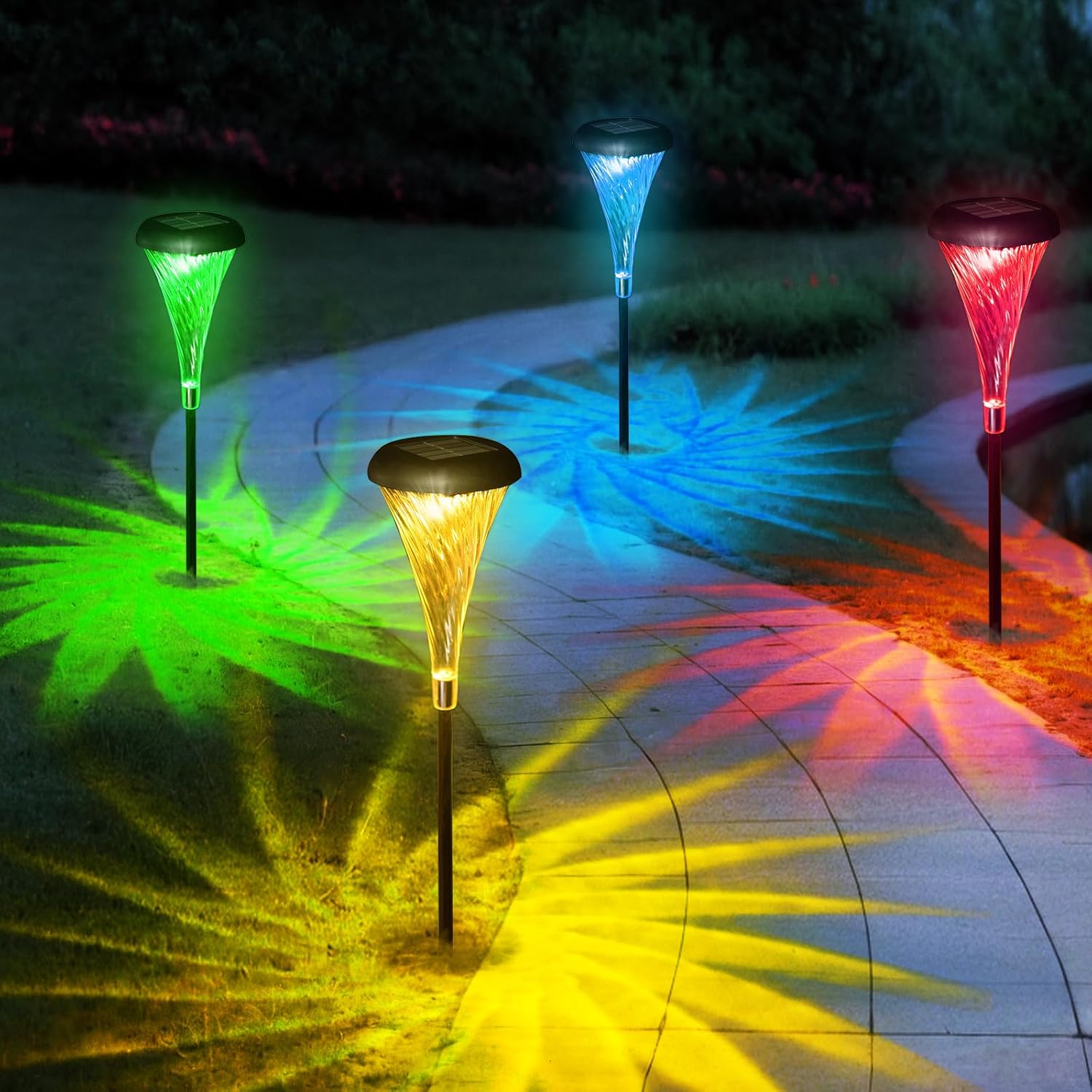 Joltix 4 Pack Solar Garden Light, Flickering Dancing Flame Lights with 2 Lightin...