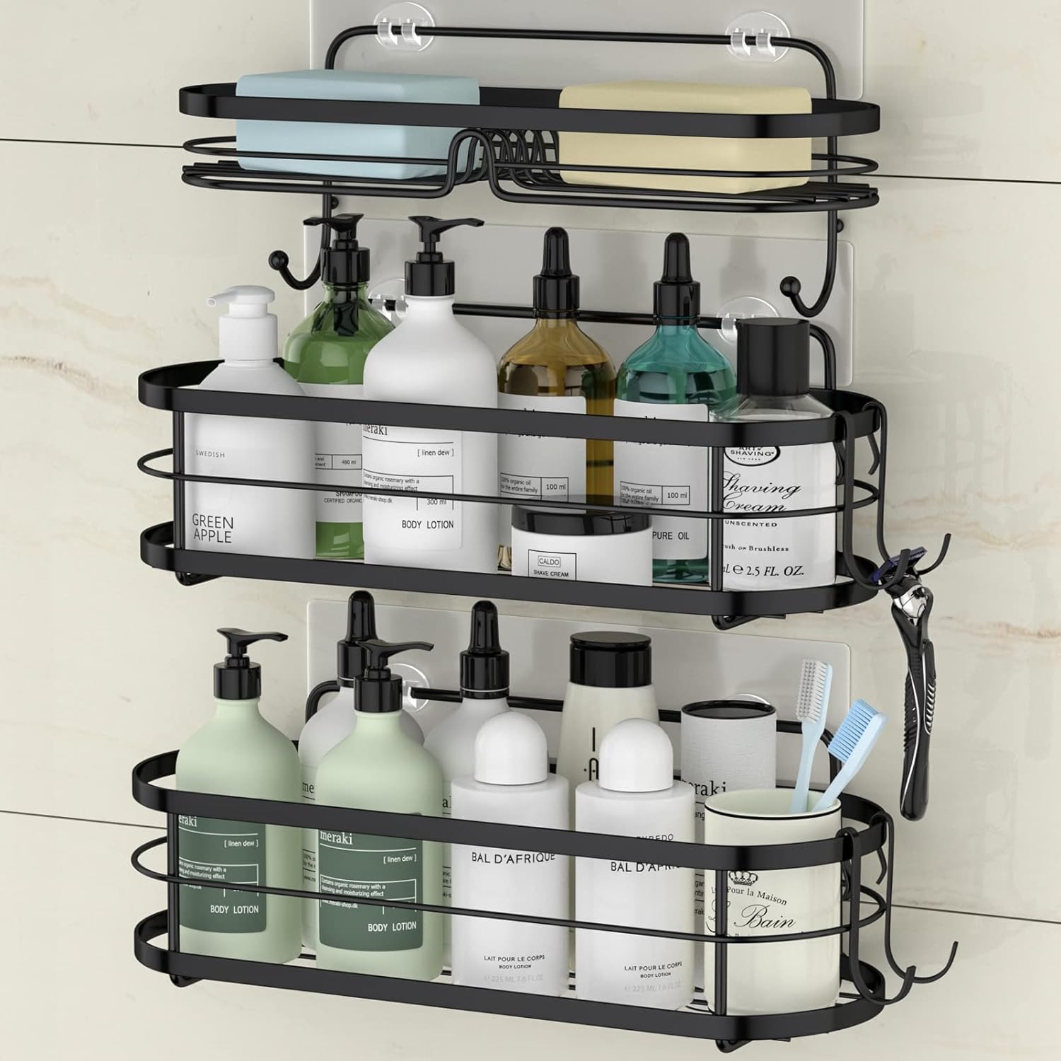 STEUGO Shower Caddy, Adhesive Bathroom Shower Caddies, No Drilling Shower Shelf...