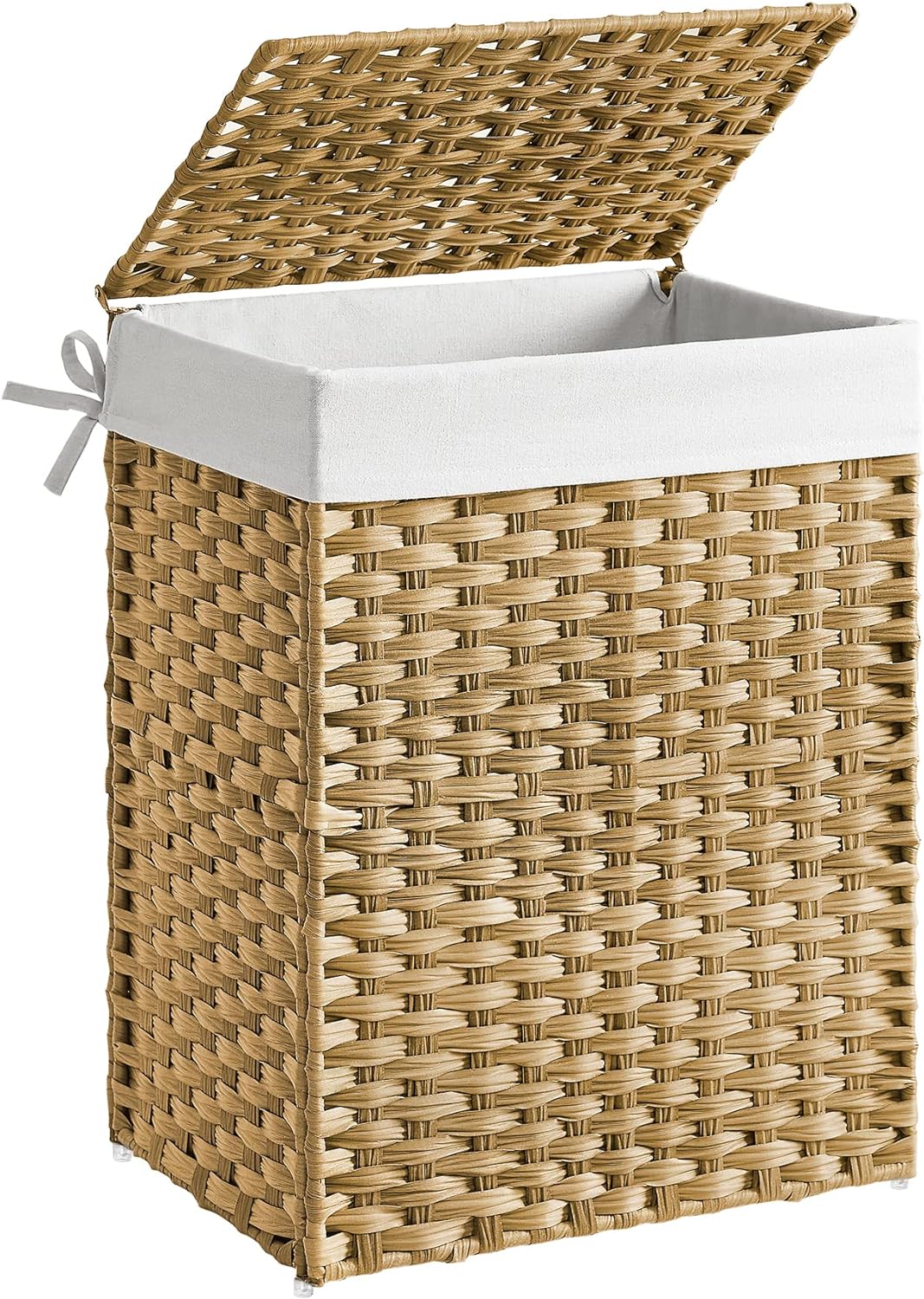 SONGMICS Laundry Basket, 90L Synthetic Rattan Storage Basket with Lid and Handle...