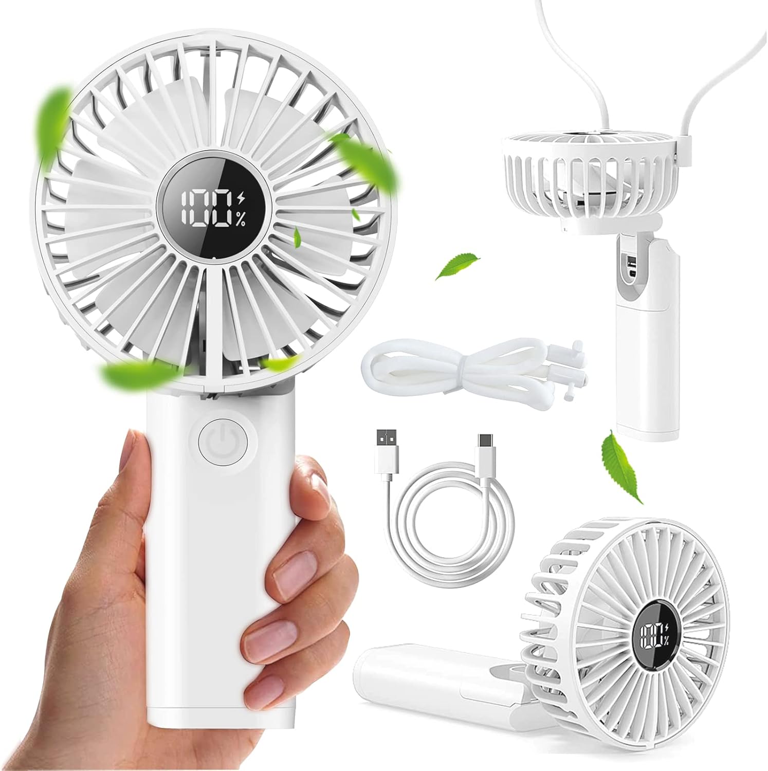Kazaigpou Portable Handheld Fan, 3600mAh USB Rechargeable Hand Held Fan with Dig...