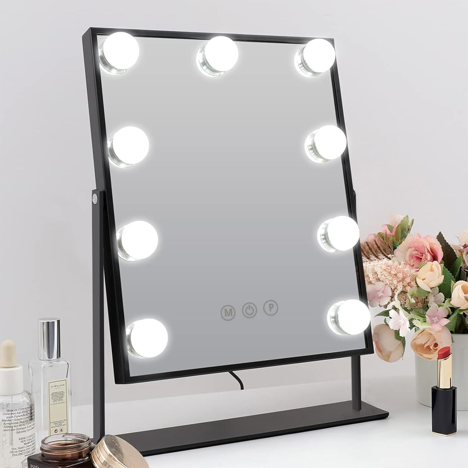 Hansong Lighted Vanity Mirror Makeup Mirror with Lights Hollywood Mirror with 9...