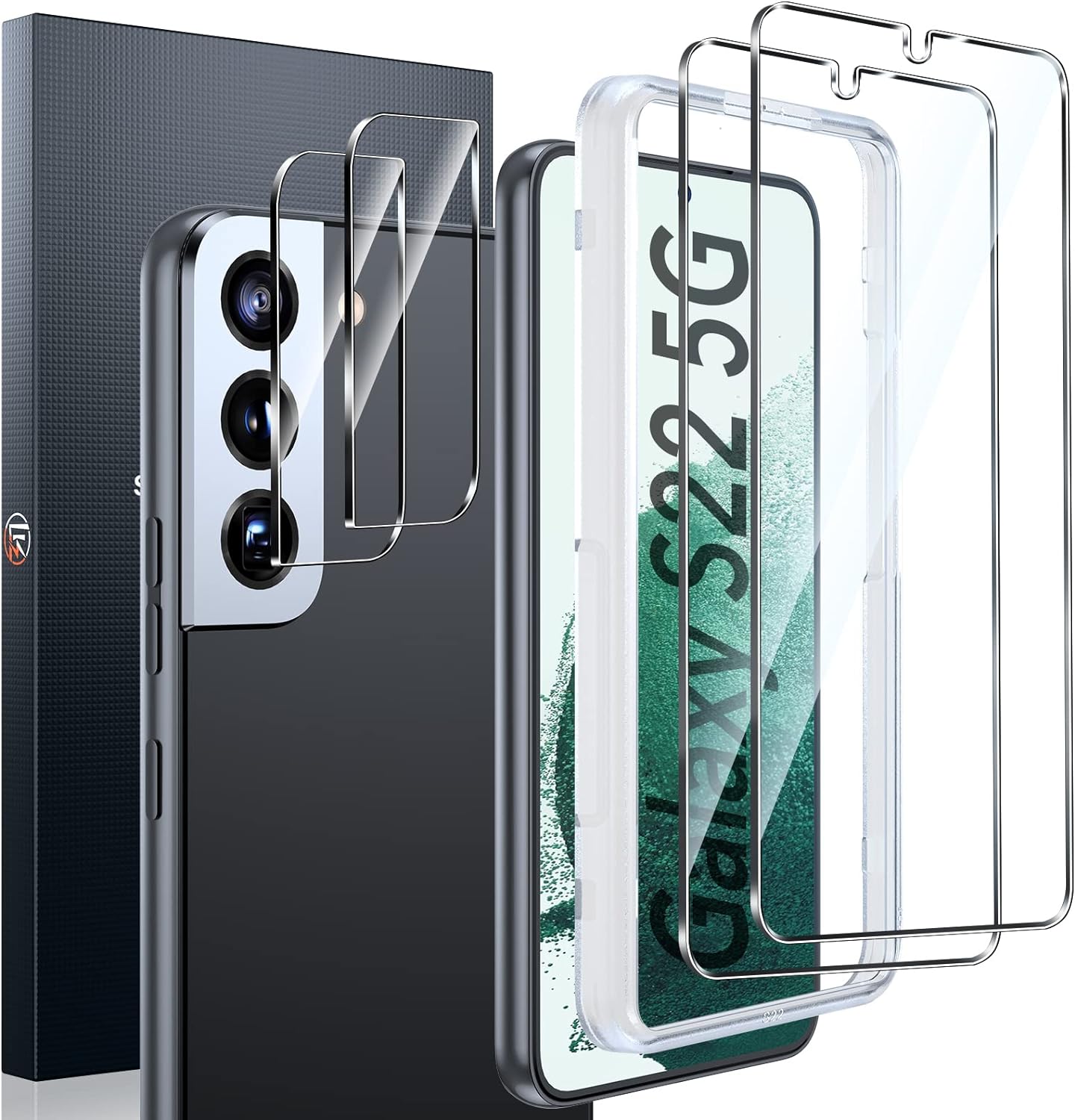 LK 2+2 Pack for Samsung Galaxy S22 Screen Protector 6.1 Inch, 2pcs Fingerprint I...