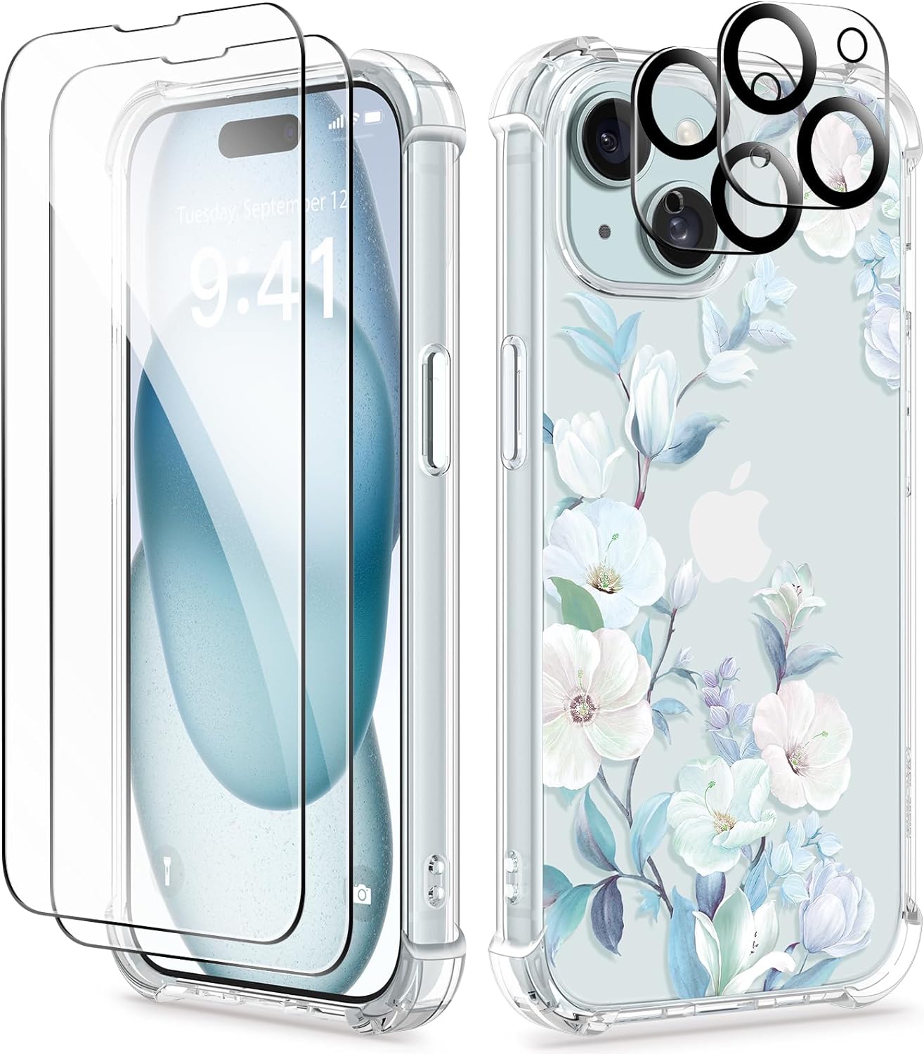 GVIEWIN Case Compatible with iPhone 15 6.1" 2023, with 2X Screen Protectors+2X C...