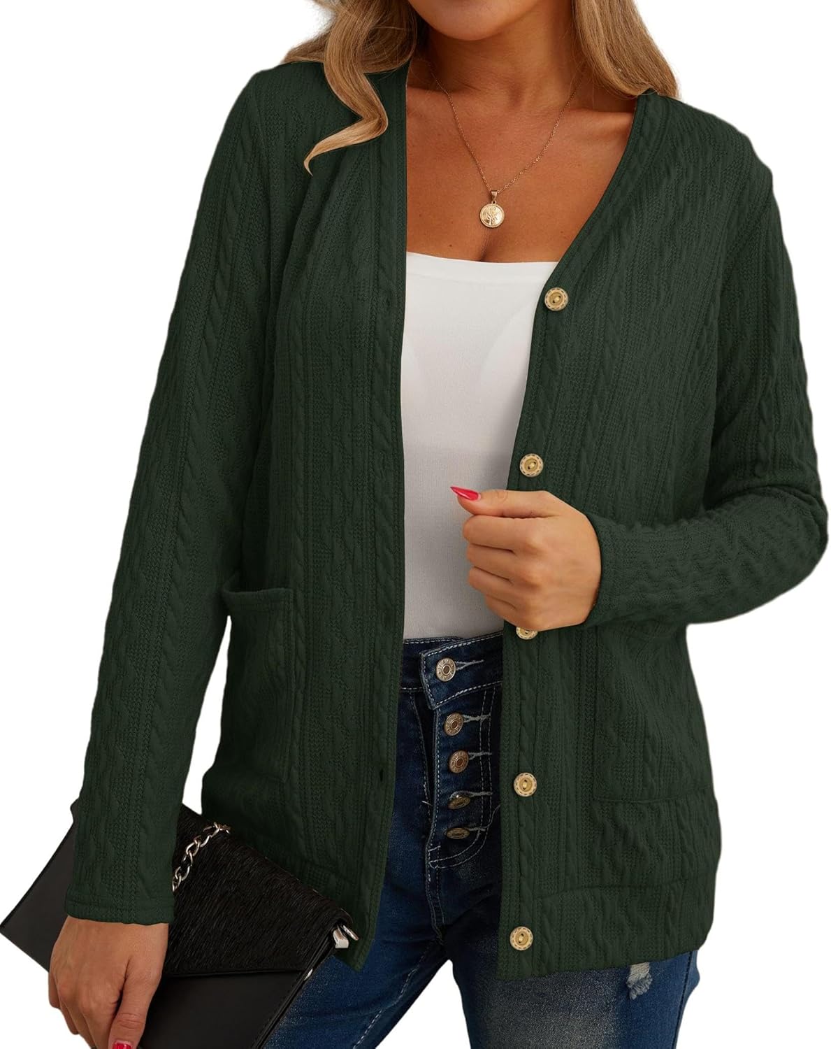 GRECERELLE Womens Cardigan Long Sleeve Lightweight Cardigans Button Down V Neck...
