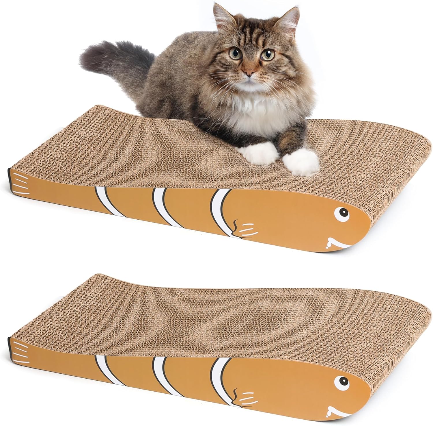 ComSaf Cat Scratching Board 2 Pack, Cat Scratcher Cardboard, Curved Cat Scratche...