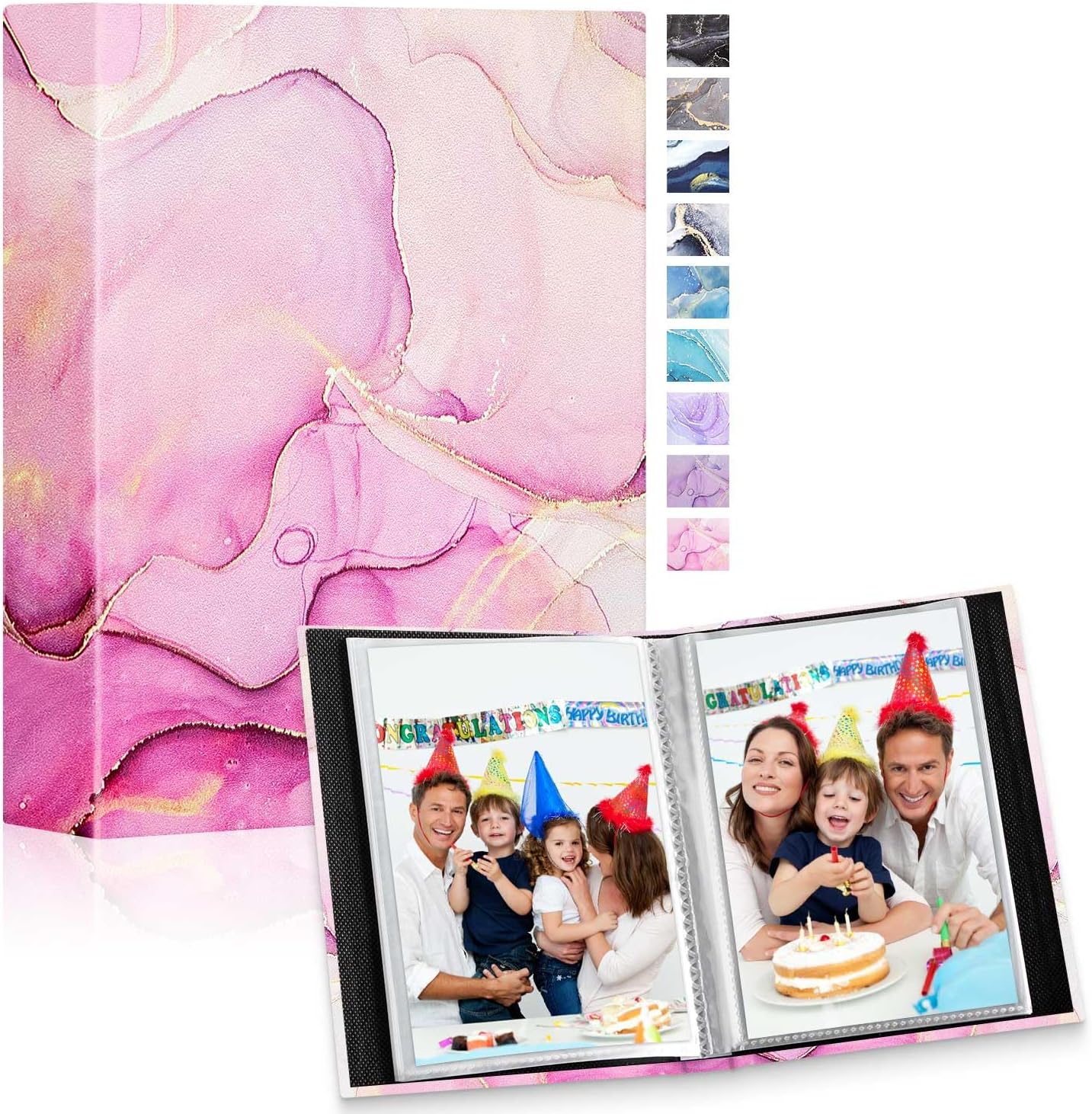 Lanpn Small Photo Albums 6x4 50 Pictures 2 Packs, Mini Capacity Leather Photo Bo...