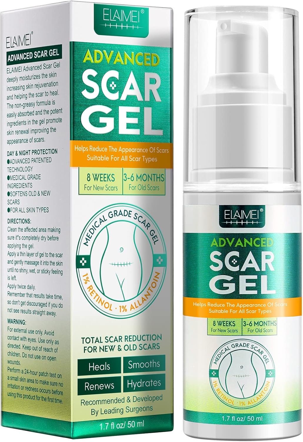Advanced Silicone Scar Gel, Scar Removal Cream Gel...