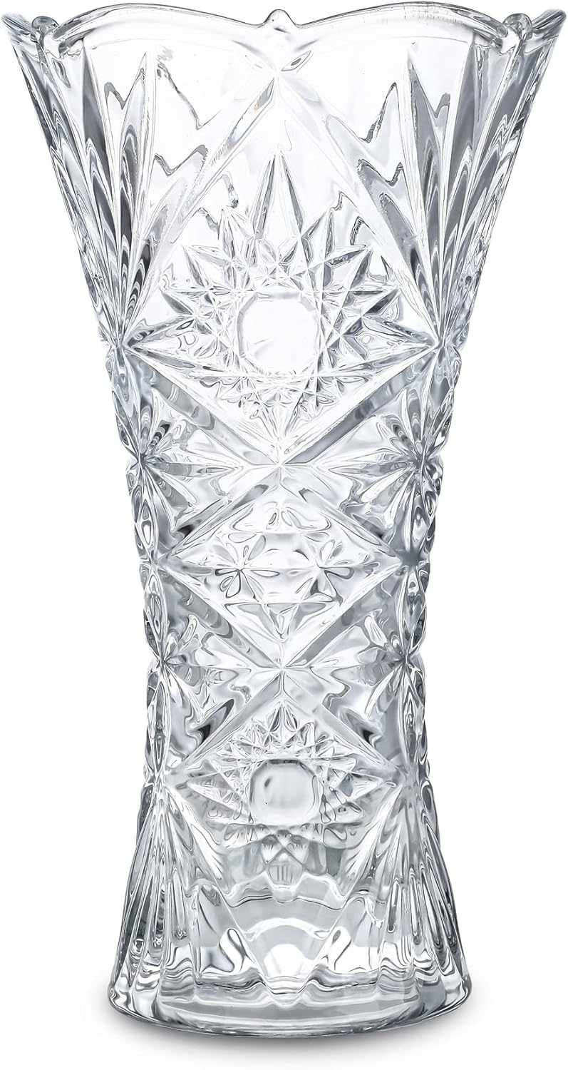 H&D HYALINE & DORA Clear Crystal Vase, Glass Flower Vase Thickening Design Suita...
