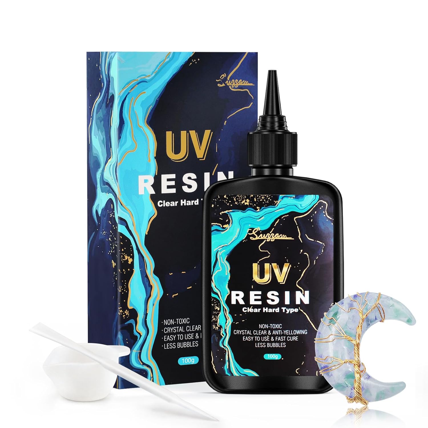UV Resin 100g, Upgraded UV Resin Kit Crystal Clear UV Resin Hard, UV Cure Resin...