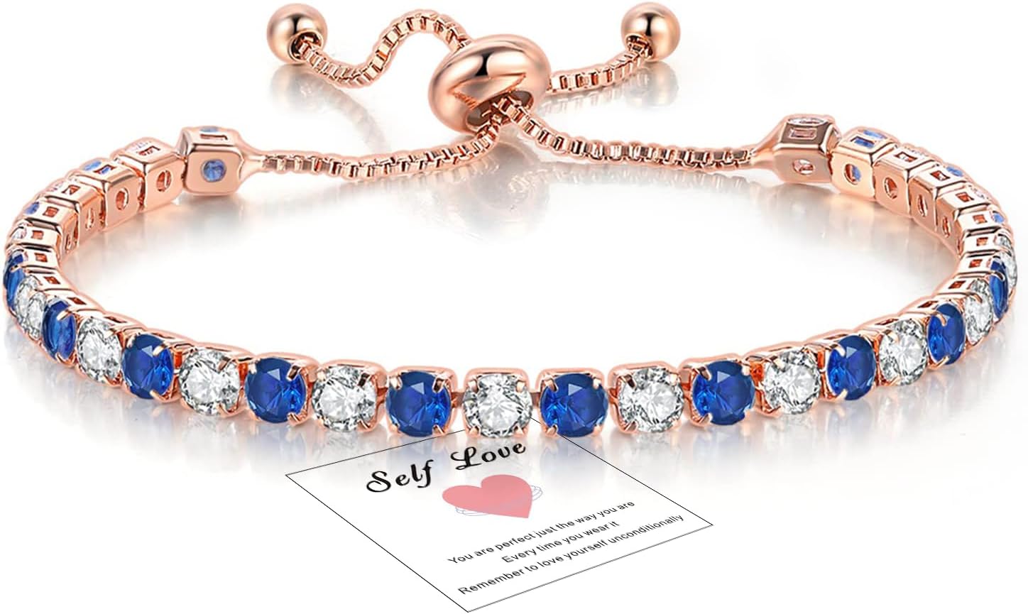 HEEYA Bracelet for Womens Sterling Silver Plated Tennis Bracelets Crystal Slider...