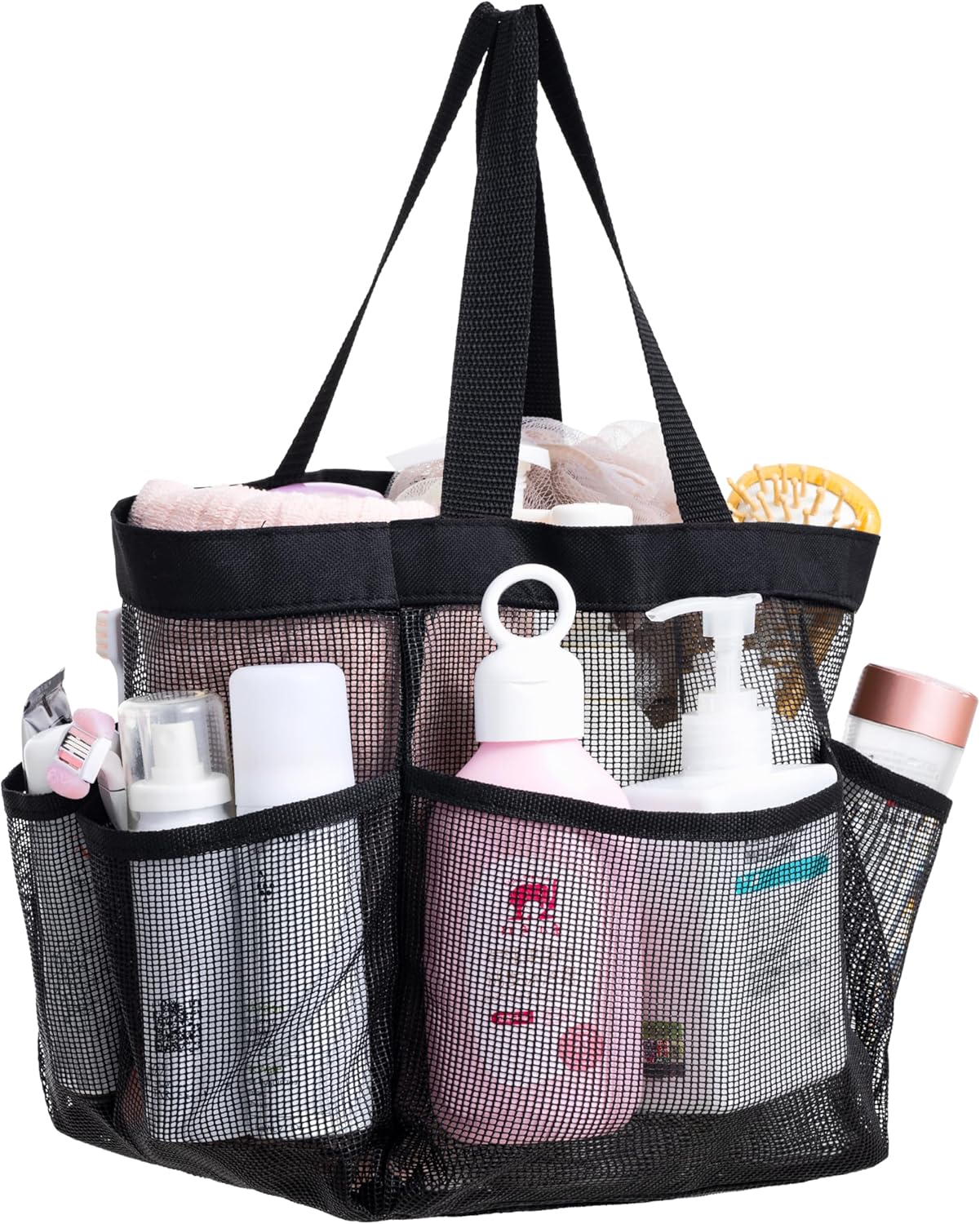 TAILI Mesh Shower Bag 26 x 26cm Quick Dry Shower Caddy with Hook & 6 Pockets, Po...