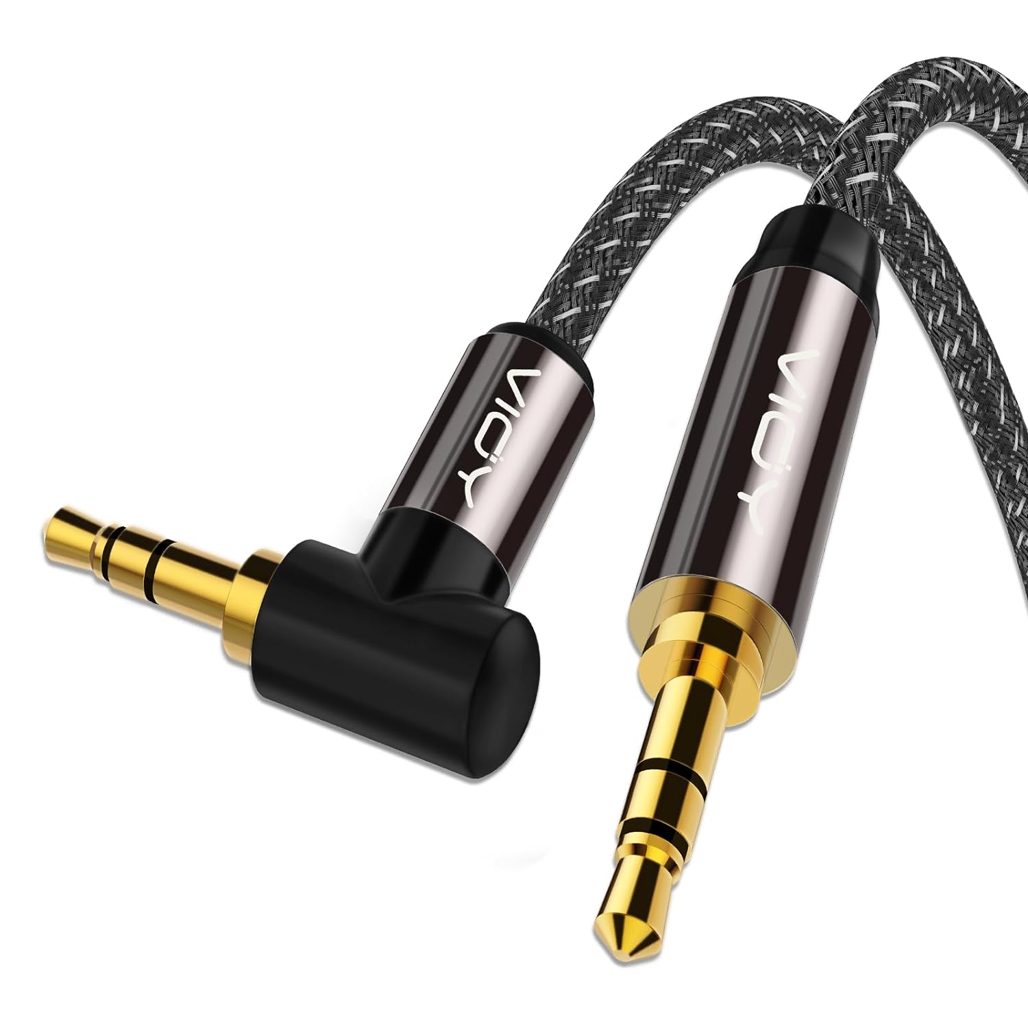VIOY Aux Cable (1M)，3.5mm Male to Male Headphone Cable 90 Degree Right Angle, J...