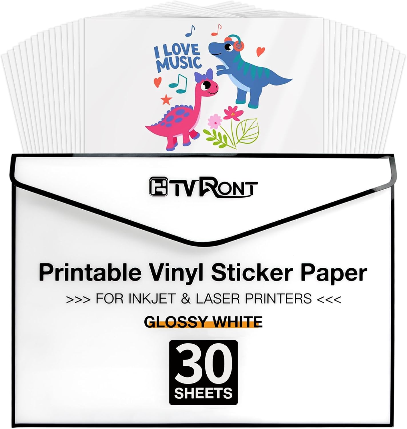 HTVRONT Printable Vinyl for Inkjet Printer & Laser Printer, 30 Pcs Glossy Sticke...