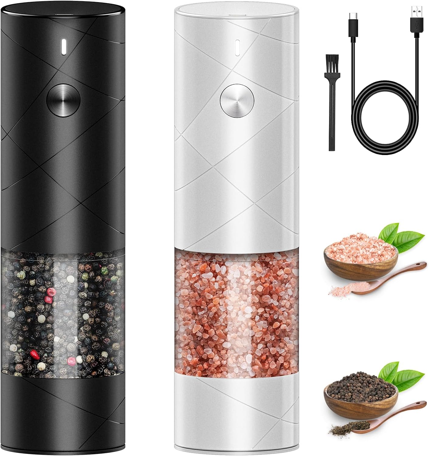 HOMELYLIFE Electric Salt and Pepper Grinder Set, U...