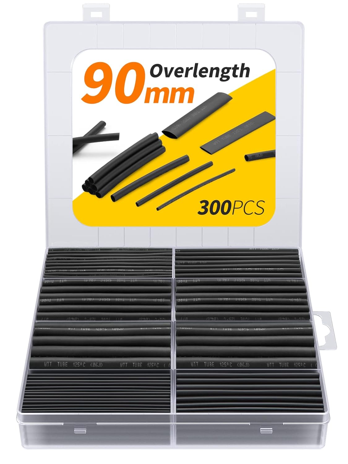 Eventronic 90mm Overlength Heat Shrink Tubing Kit, 300PCS, 2:1 Dual Wall Tube, E...