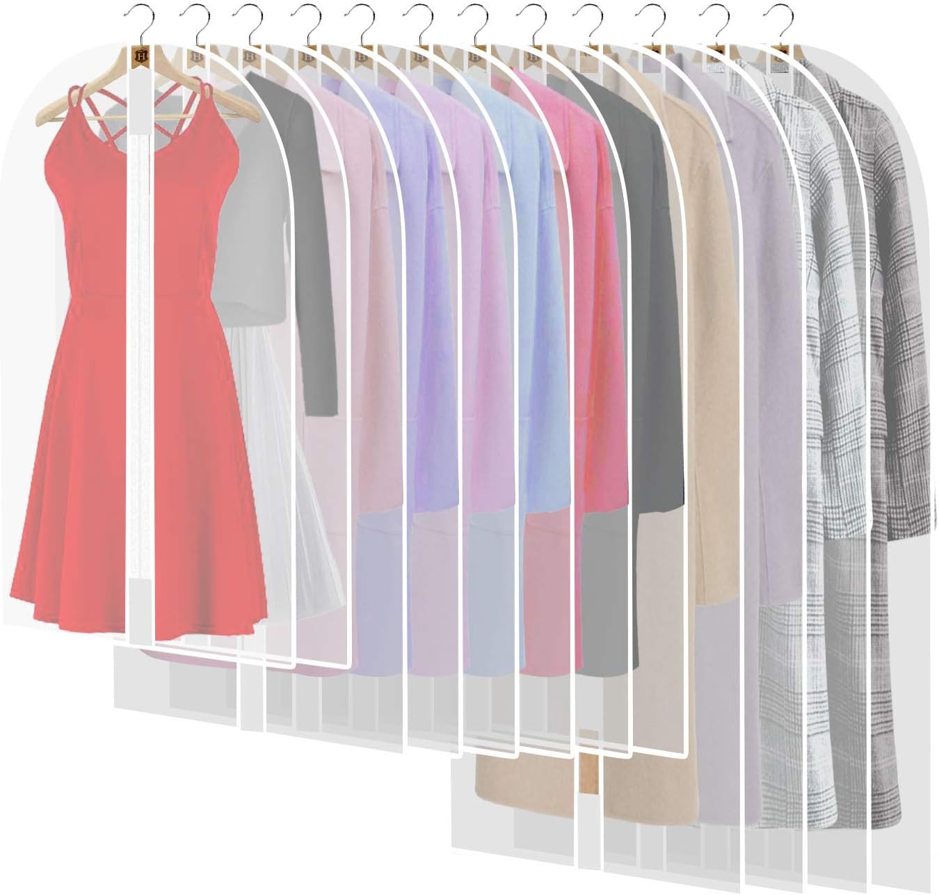 12 Pack Breathable Clothes Covers with Zip, Waterp...