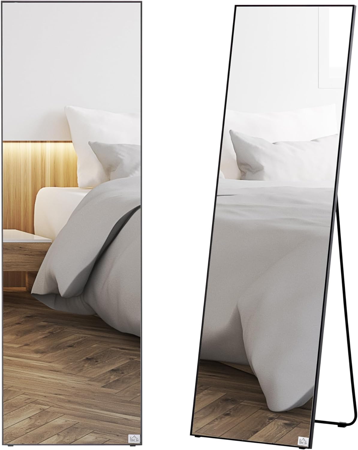 HOMCOM Full Length Dressing Mirror, Floor Standing or Wall Hanging, Aluminium Al...