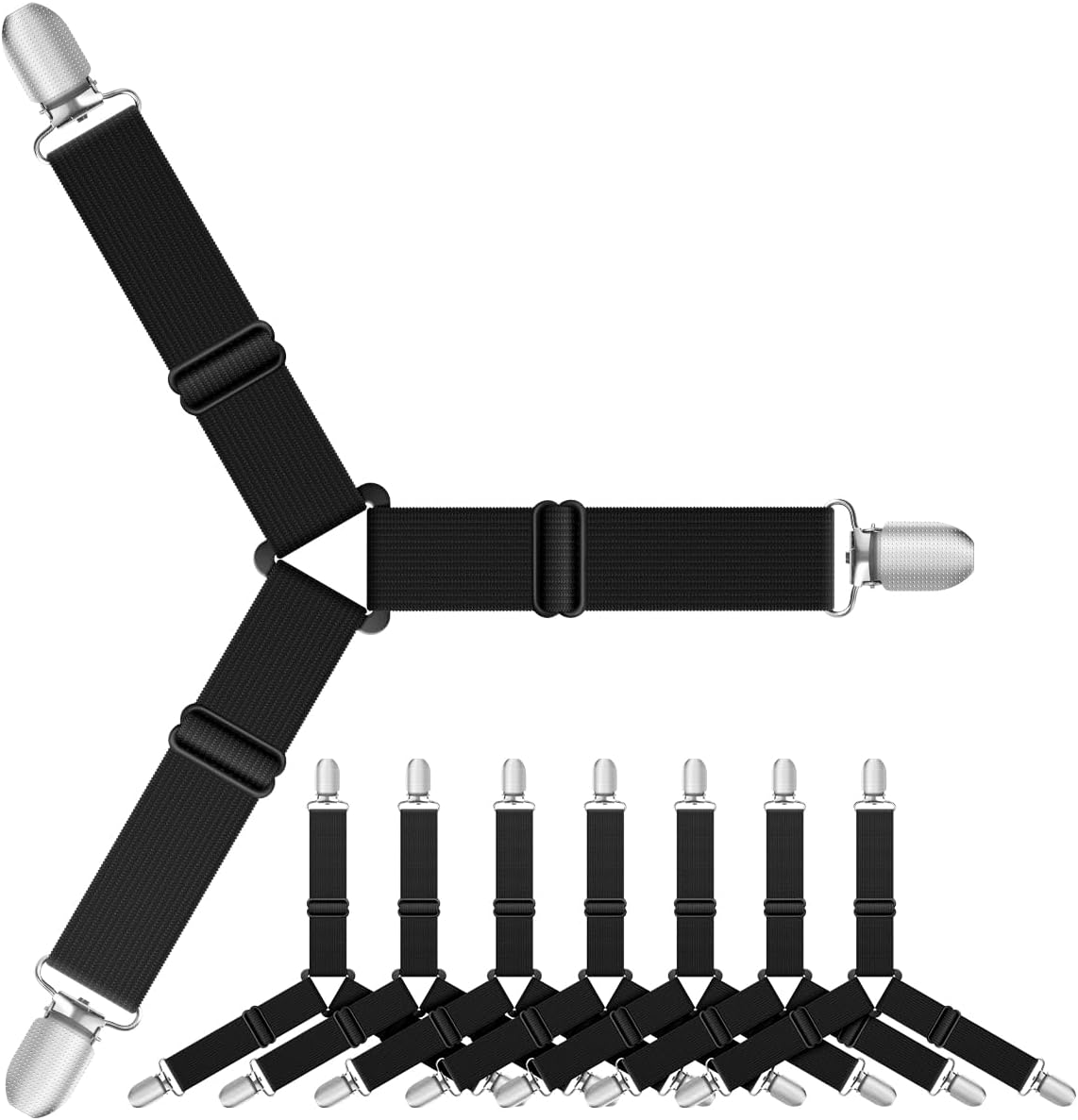Lesfit Bed Sheet Clips, 8 Pieces, Black