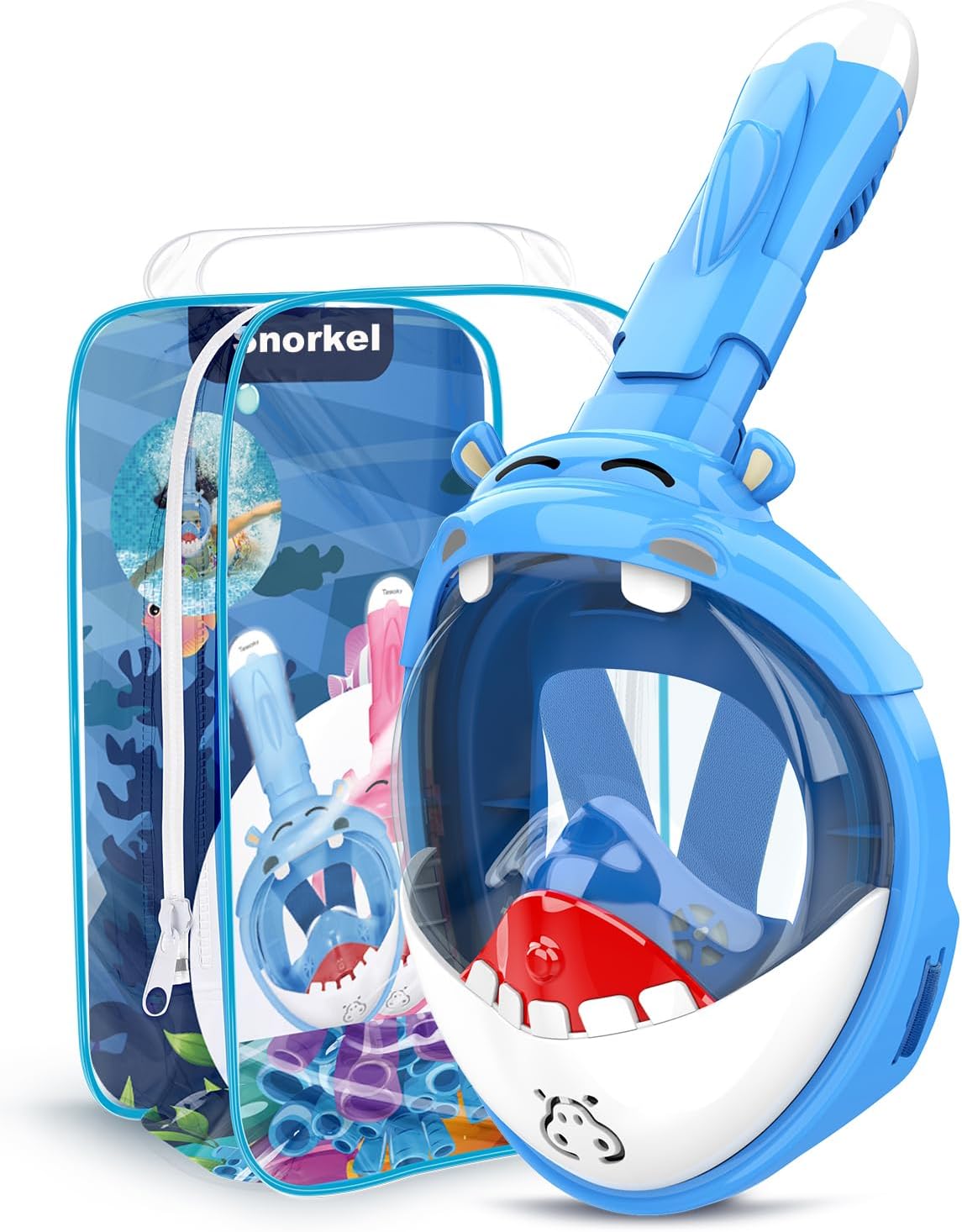 Dancial Snorkel Mask for Kids, 180° Panoramic View Full Face Diving Mask Free Br...