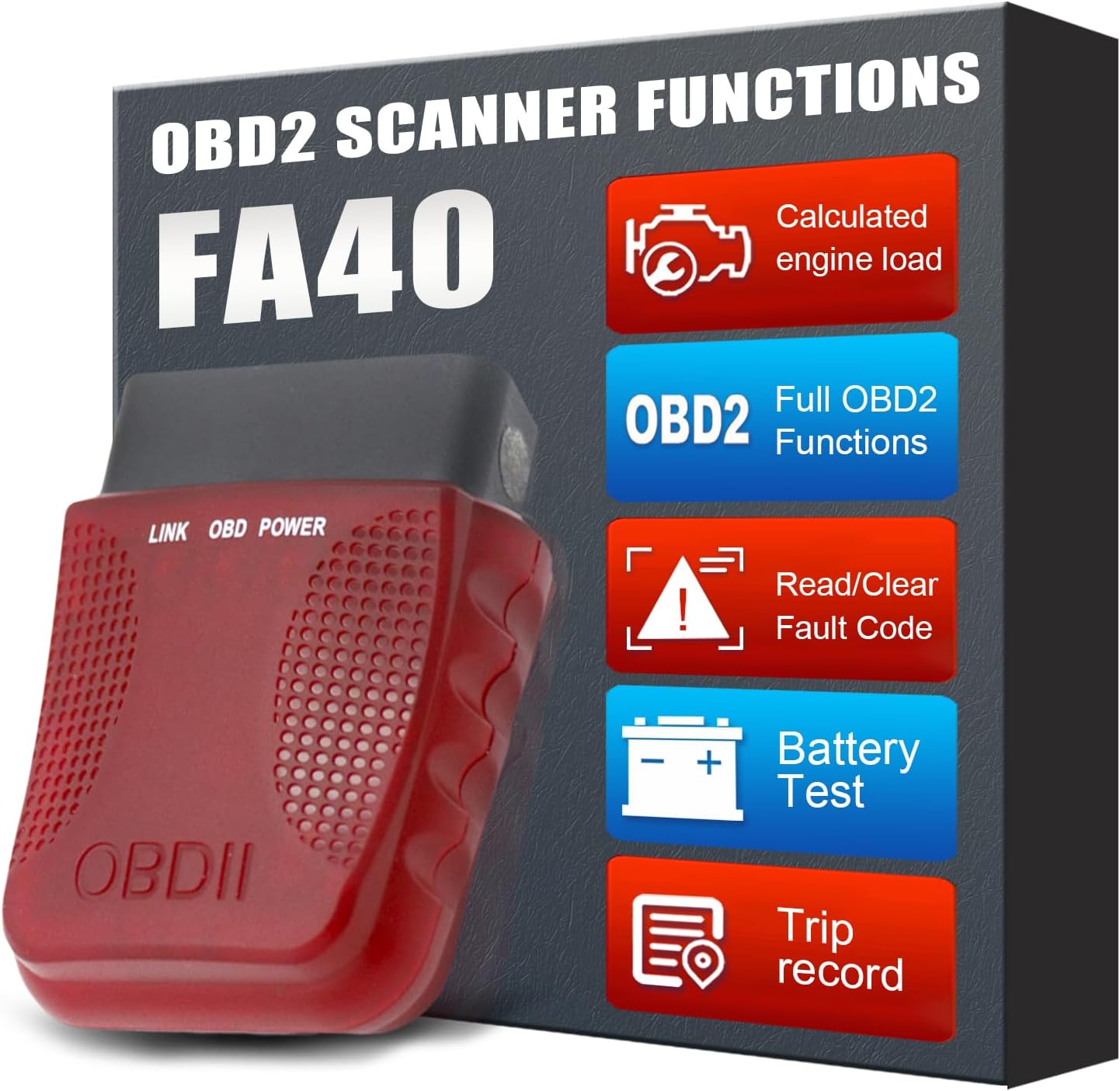 Wireless OBD2 Scanner Car Diagnostic Scan Tool, OBDII Adapter Used for Vehicle E...