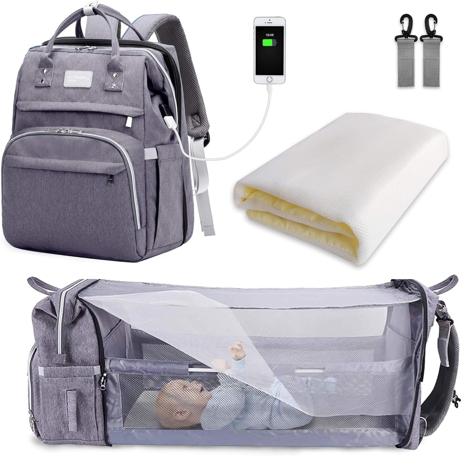 SNDMOR Baby Changing Bag Backpack, Nappy Changing Bags Large Capacity, Portable...