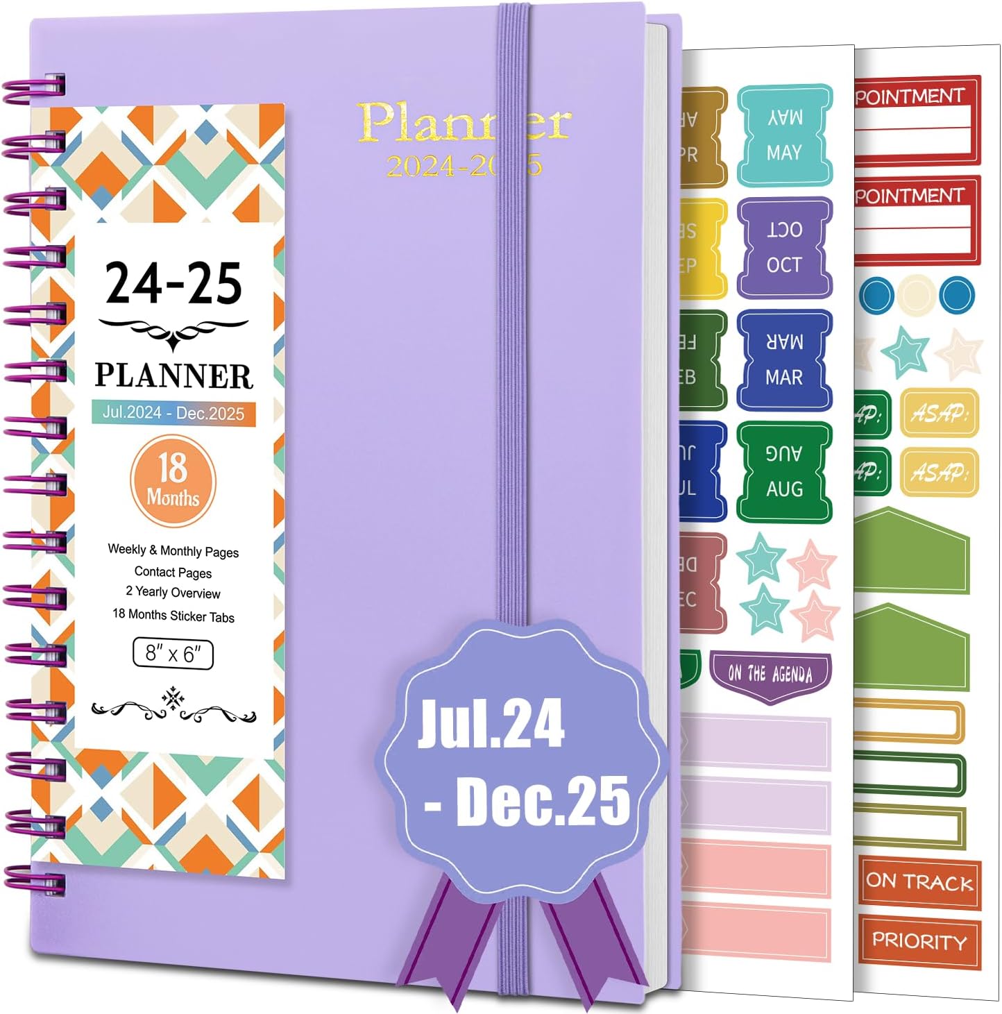 Month to View Diary 2024-2025, JUL 2024 -DEC 2025, A5 Planner with 18 Months Mon...
