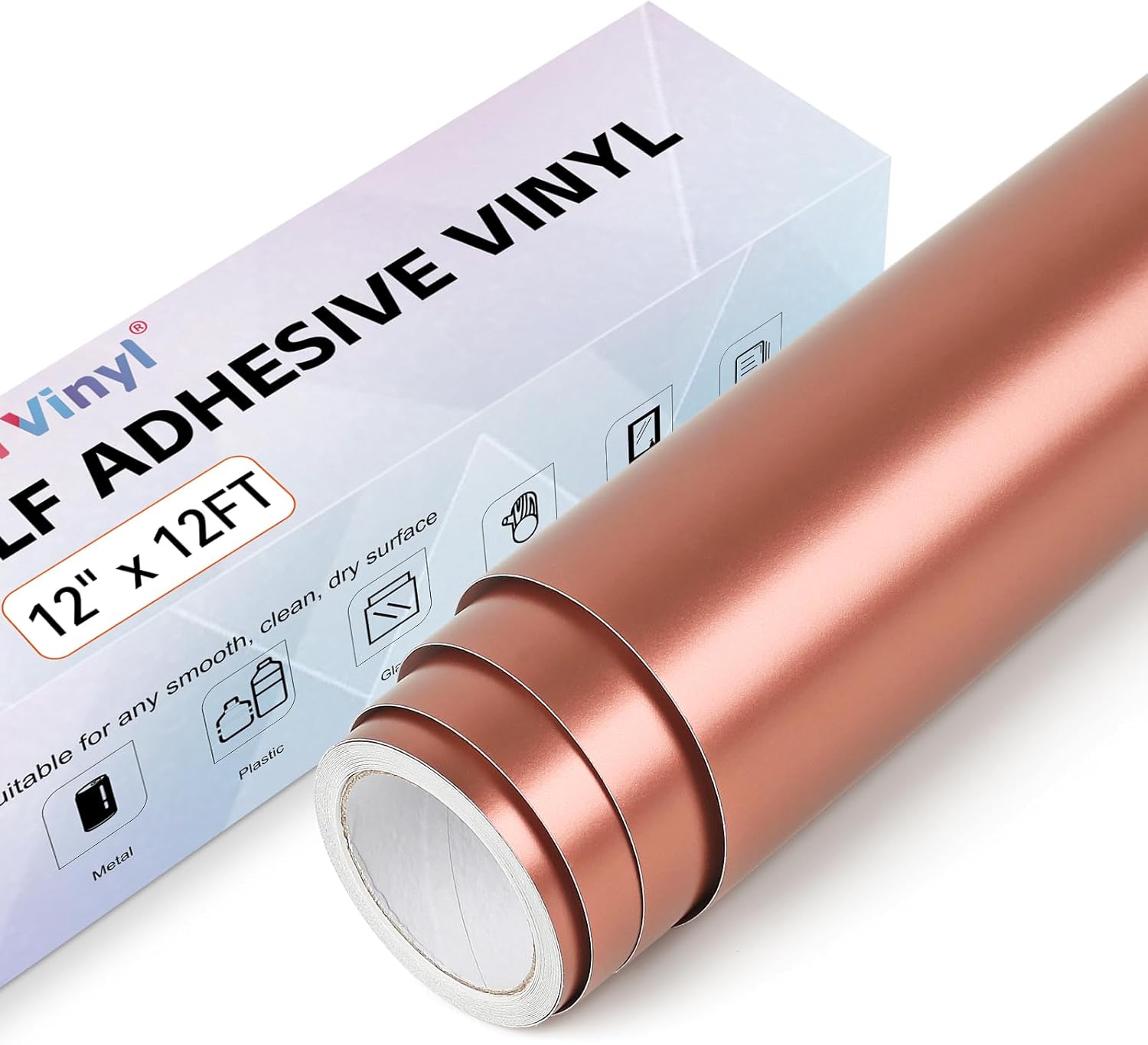 Matte Metallic Permanent Vinyl for Cricut, 12" x 12FT Rose Gold Self Adhesive Vi...