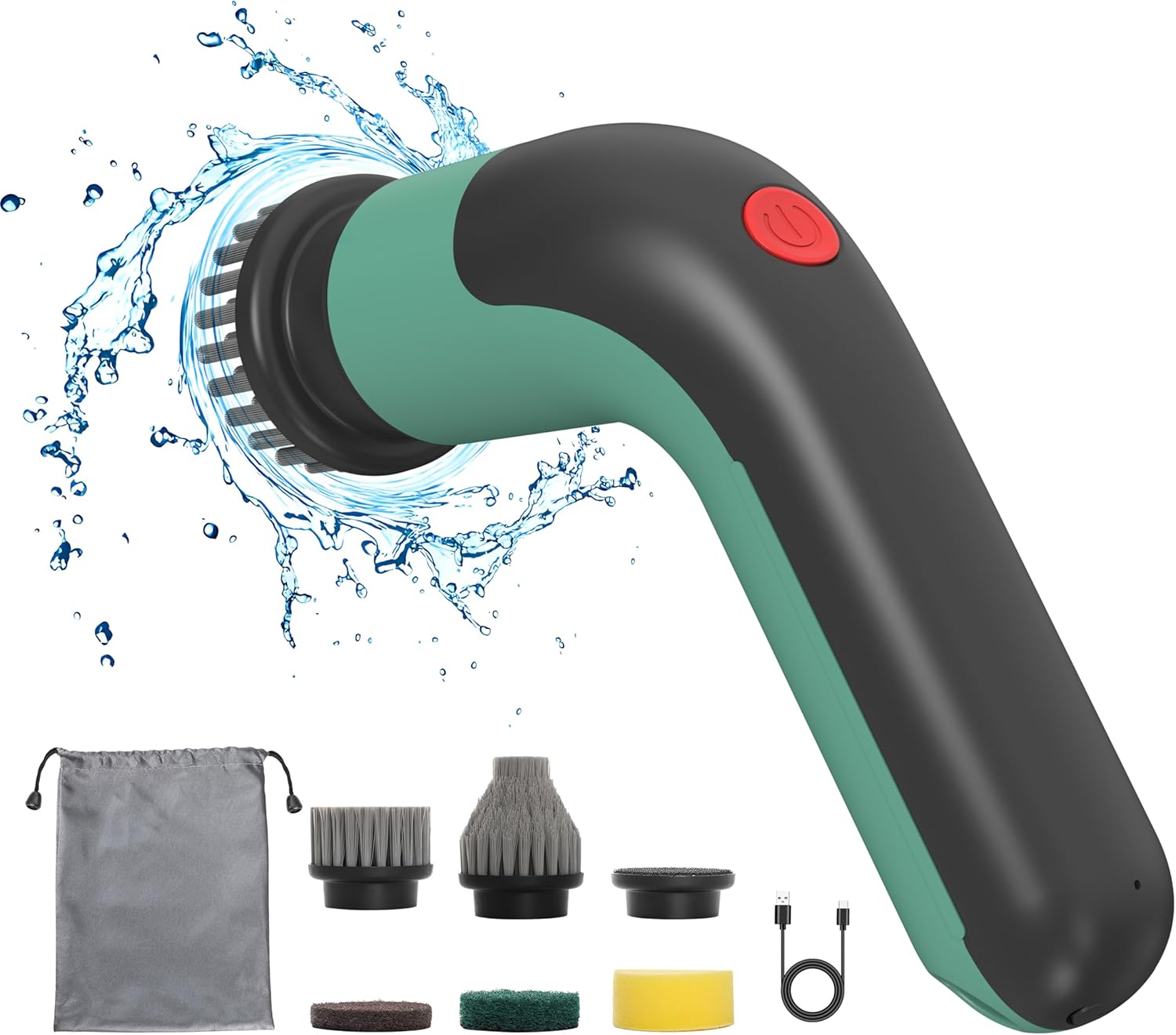 Electric Spin Scrubber, Portable Handheld Electric Cleaning Brush with 5 Brush H...