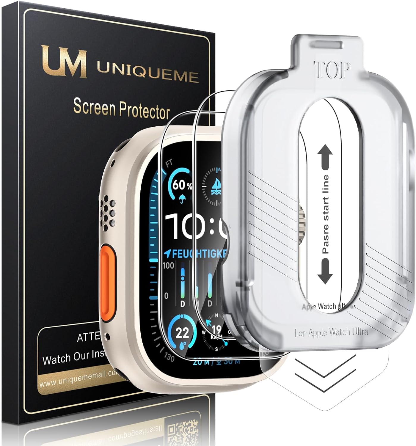 UniqueMe 2 Pack for Apple Watch Ultra/Ultra 2 Screen Protector 49mm, 9H Hardness...